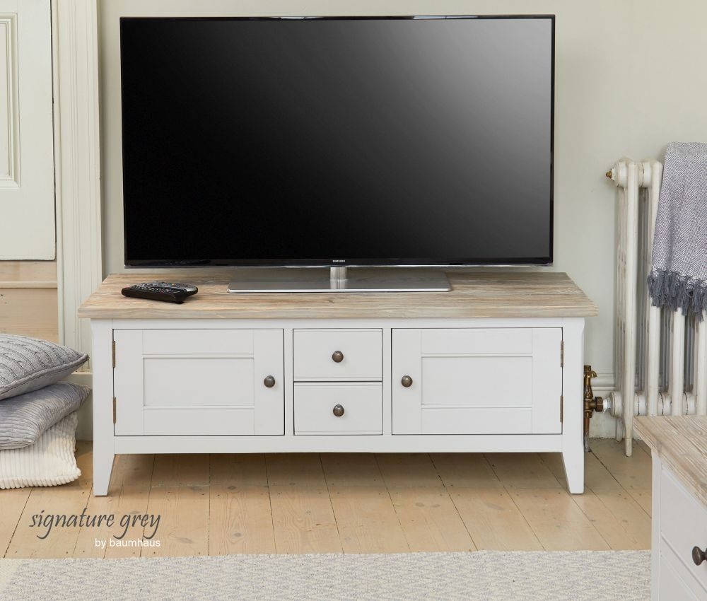 Signature Grey Painted TV Stand - 2 Door - 2 Drawer