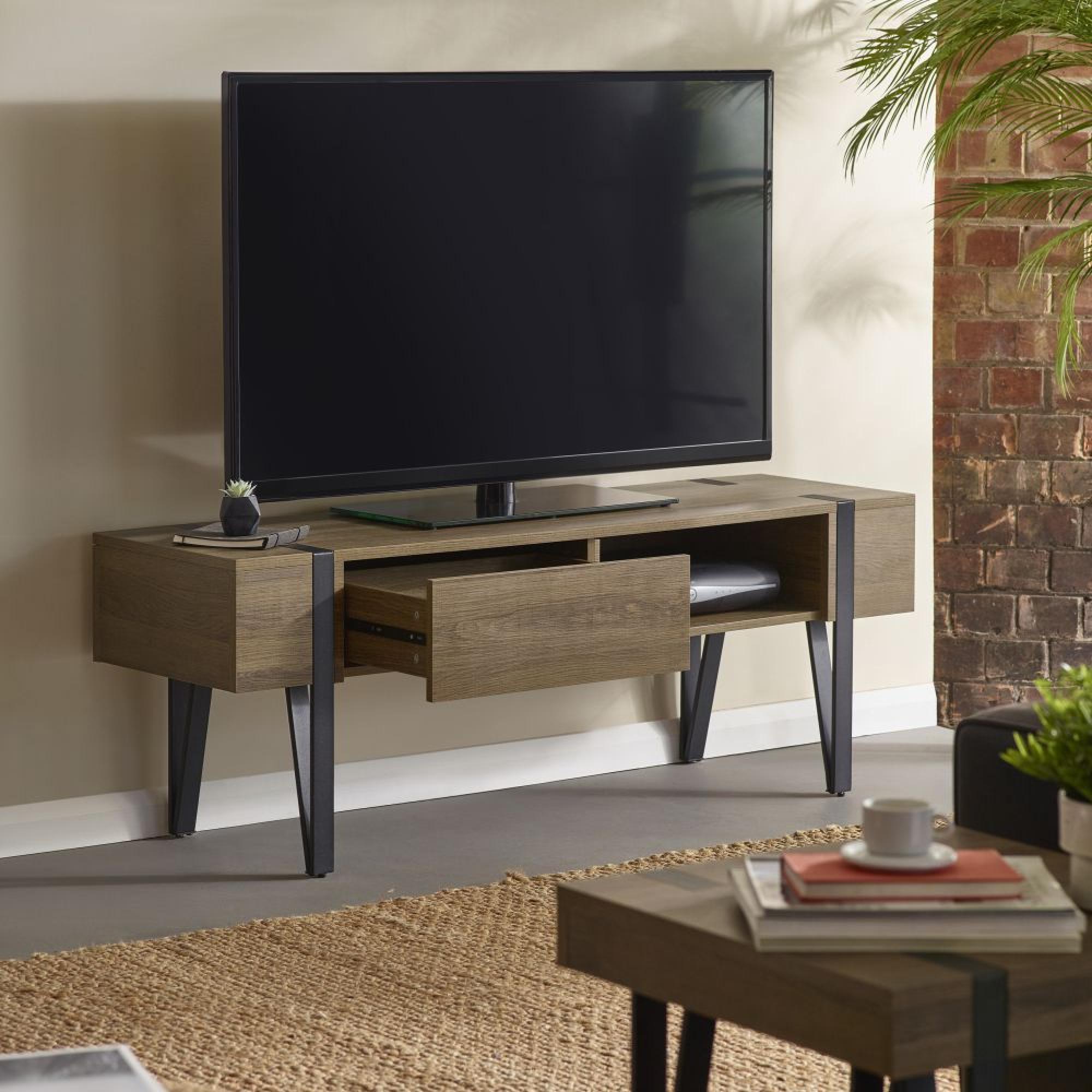 Troy Rustic Wood Effect TV Unit - 1 Drawer