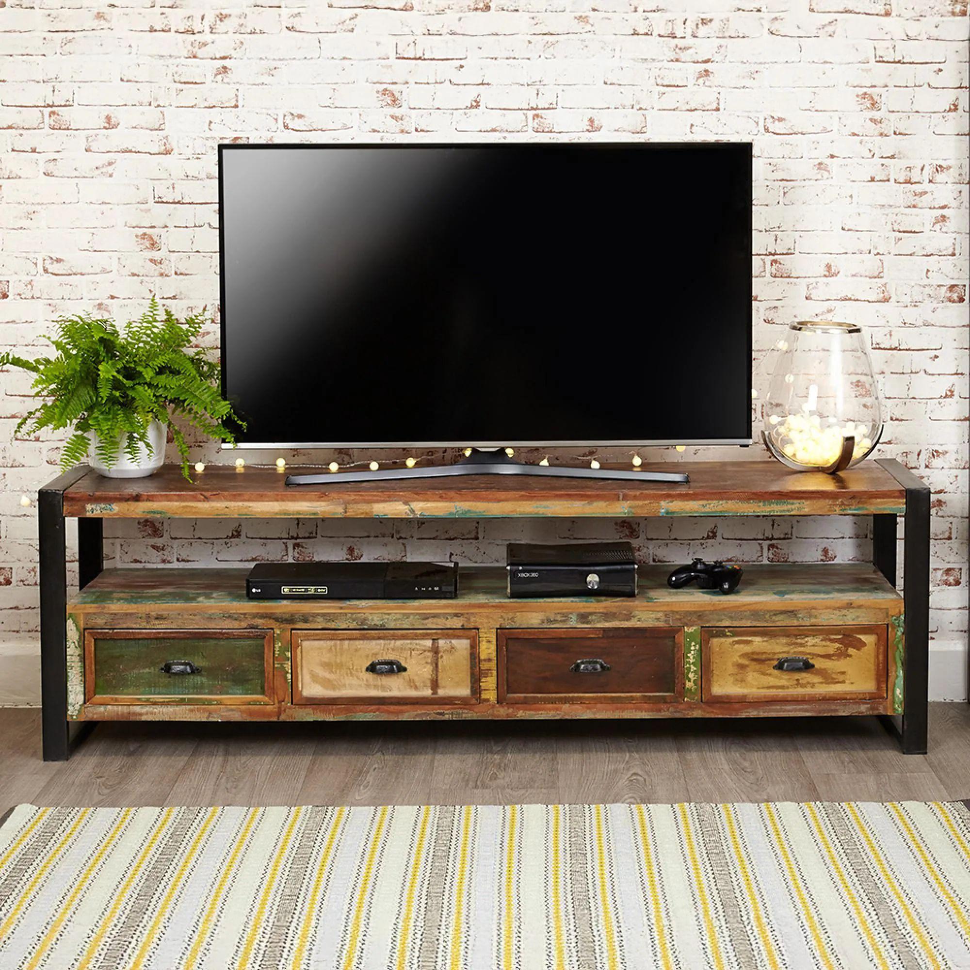 Urban Chic Reclaimed TV Cabinet - 4 Drawer