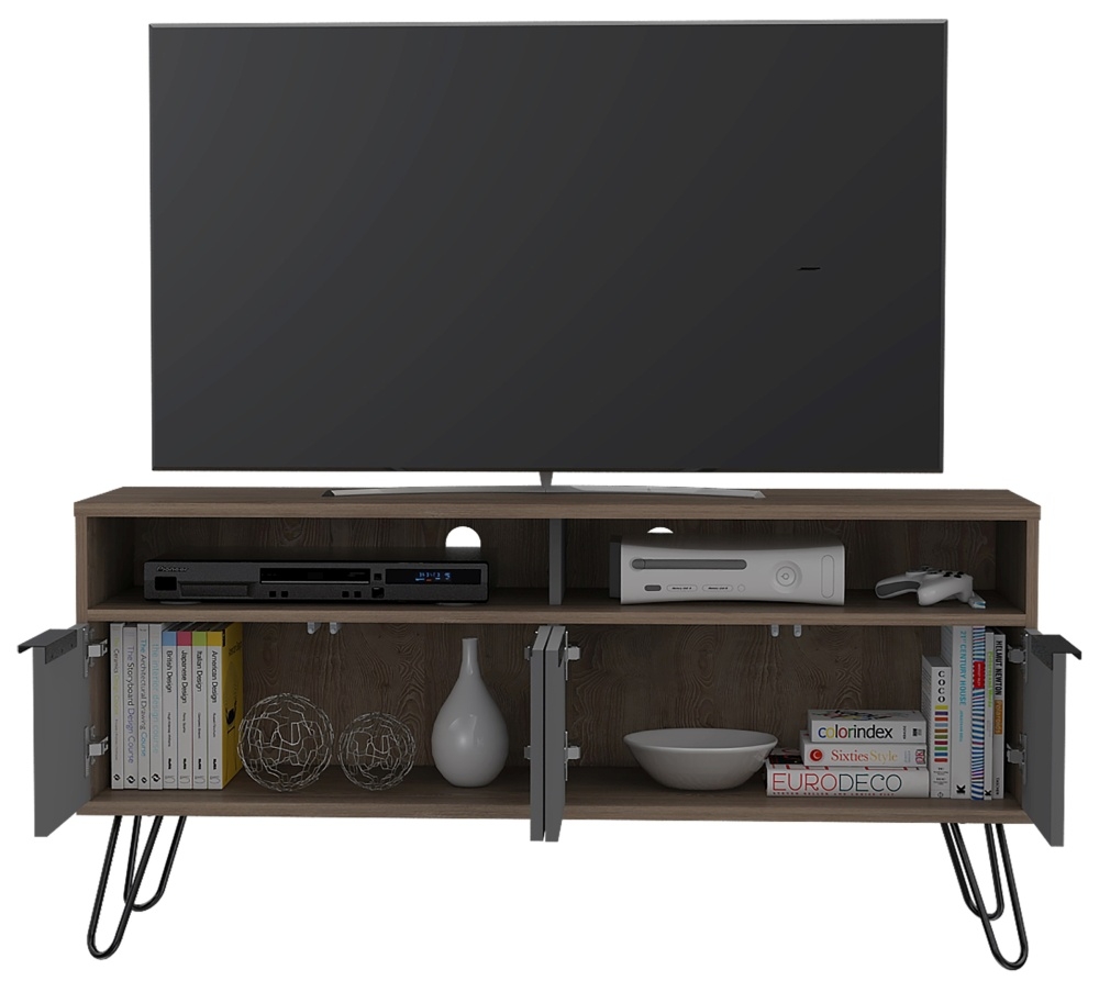 Vegas TV Unit - Grey - Hairpin Legs