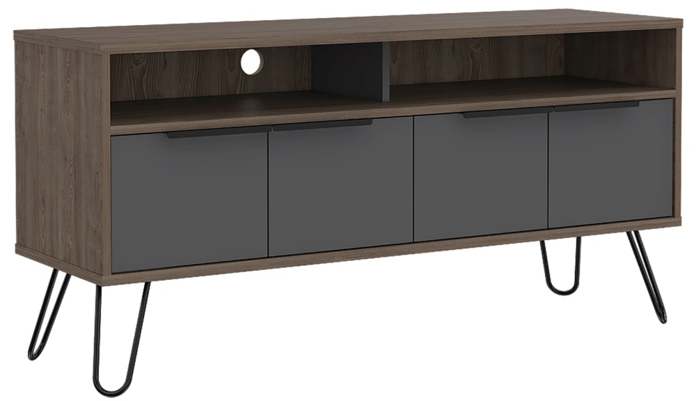 Vegas TV Unit - Grey - Hairpin Legs