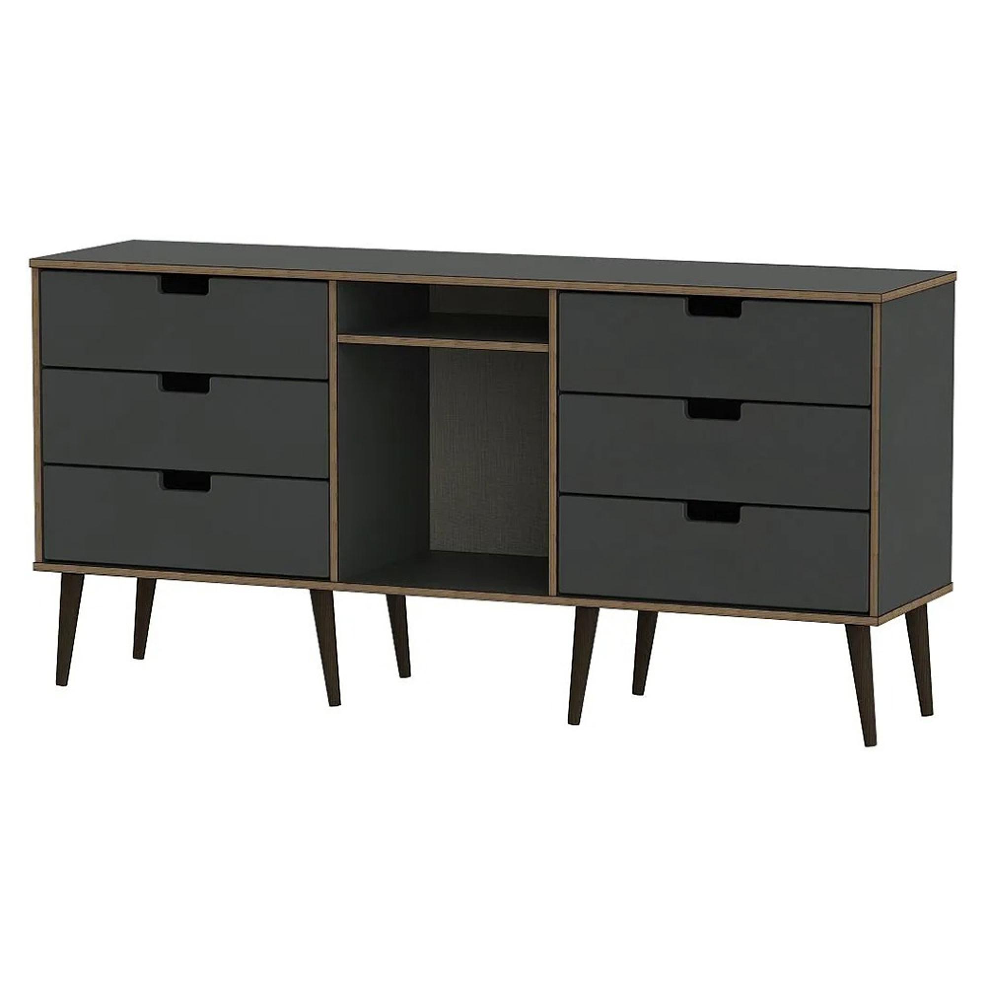 Shanghai TV Unit - 150cm - Black Wooden Legs - Graphite