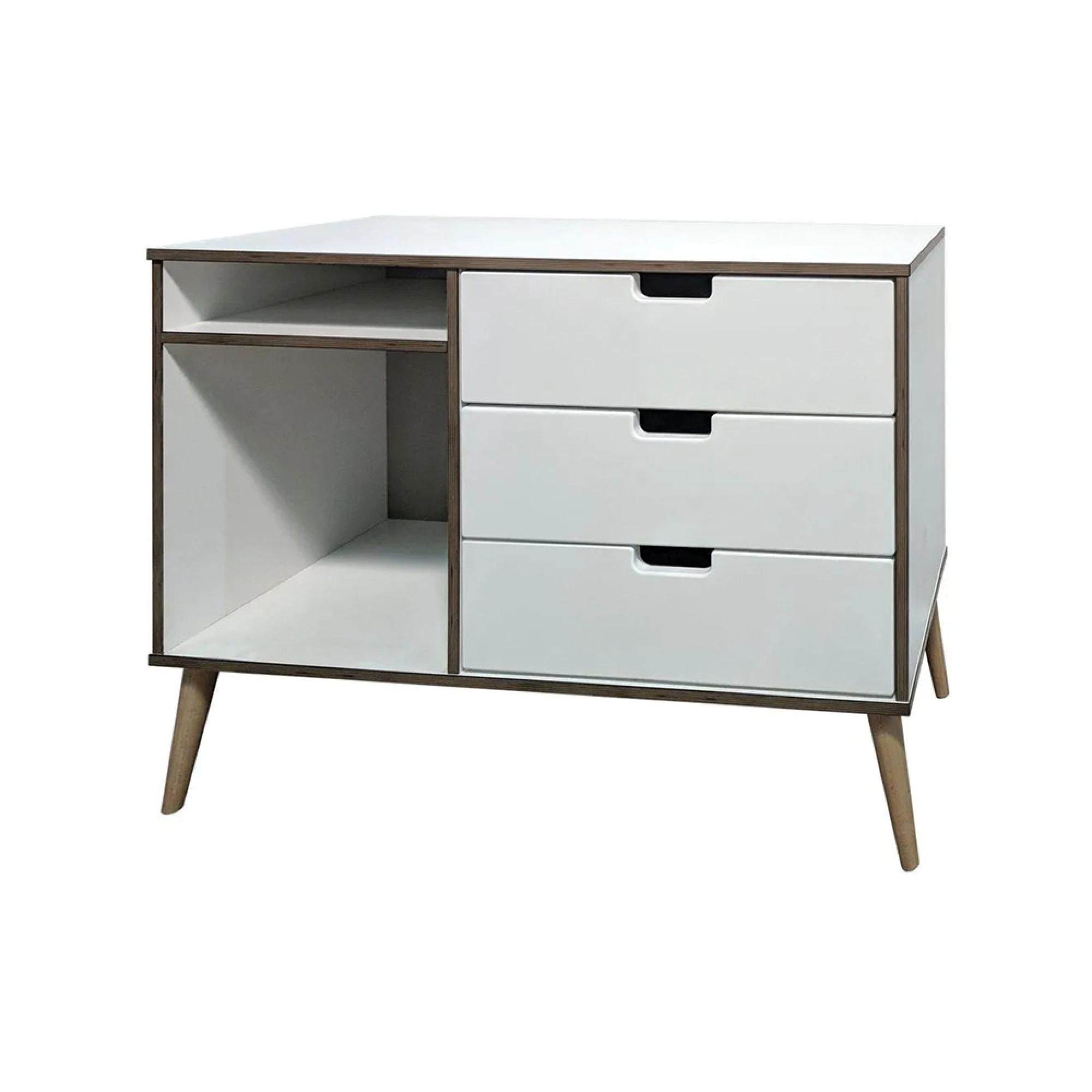 Shanghai TV Unit - 95cm - Natural Legs - White