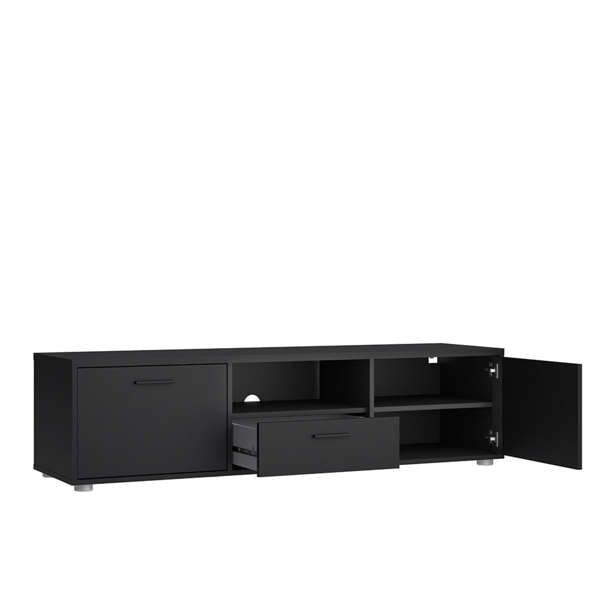 Media TV Unit - 2 Door - 1 Drawer - 147.2cm - Storage - Black