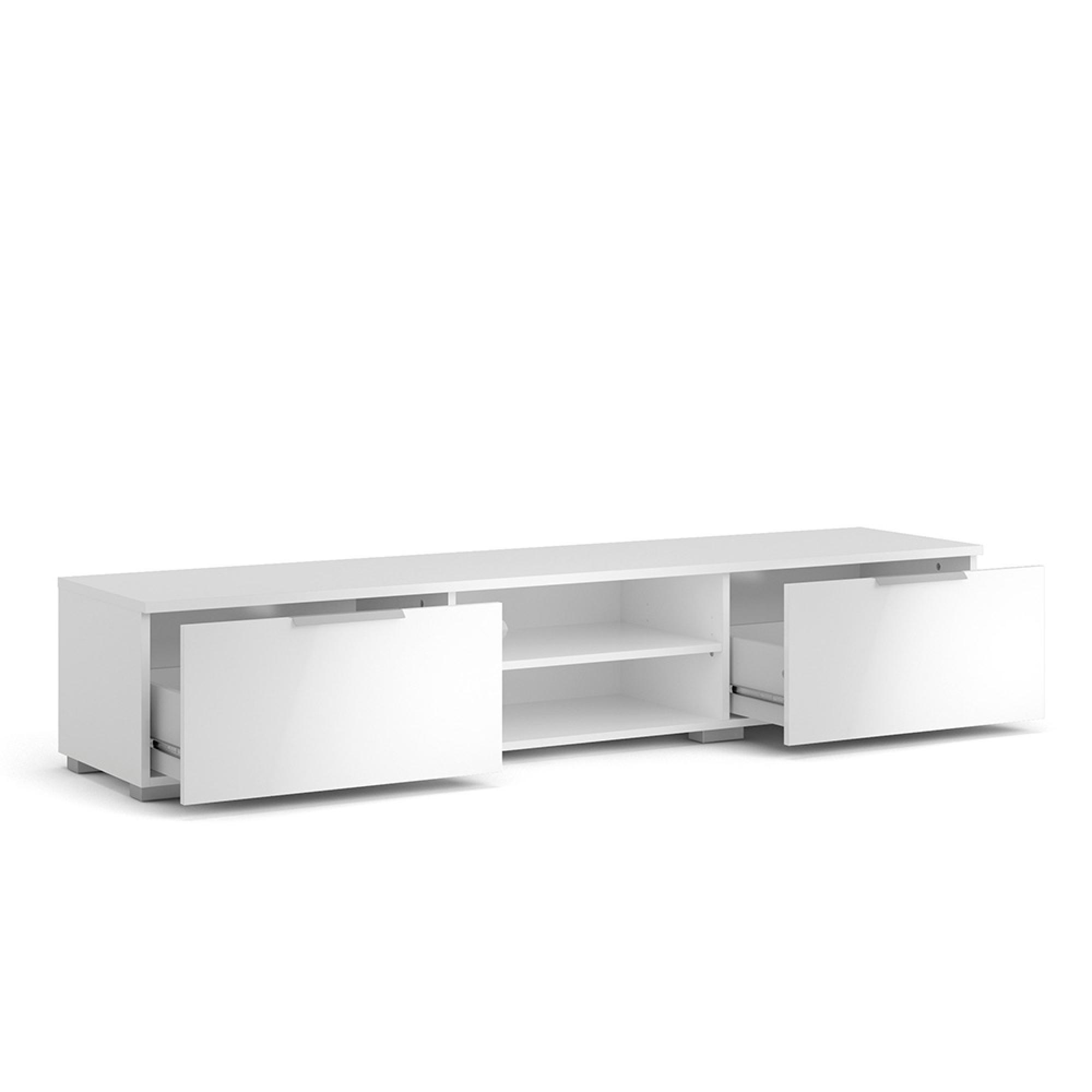 Match TV Unit - 2 Drawer - 1727cm - White Gloss