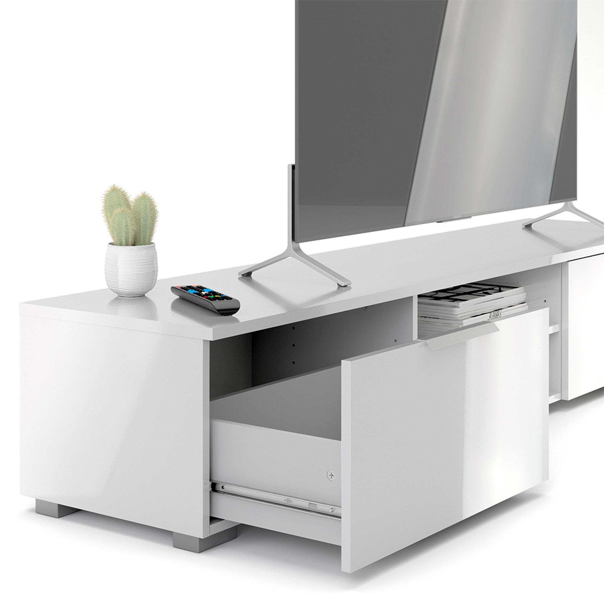 Match TV Unit - 2 Drawer - 1727cm - White Gloss