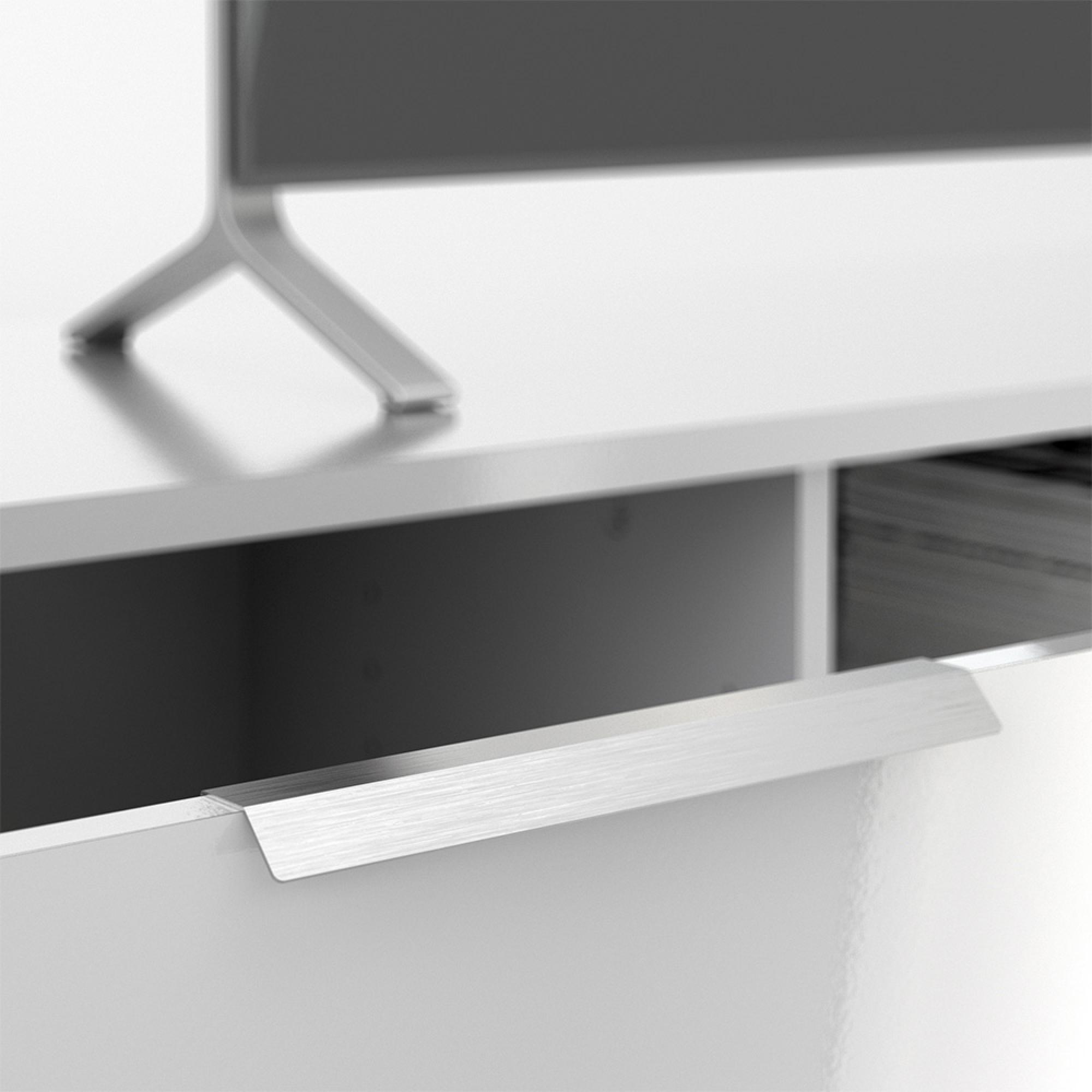 Match TV Unit - 2 Drawer - 1727cm - White Gloss