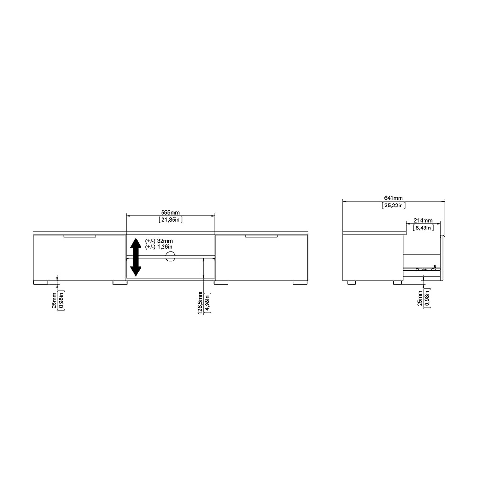 Match TV Unit - 2 Drawer - 1727cm - White Gloss