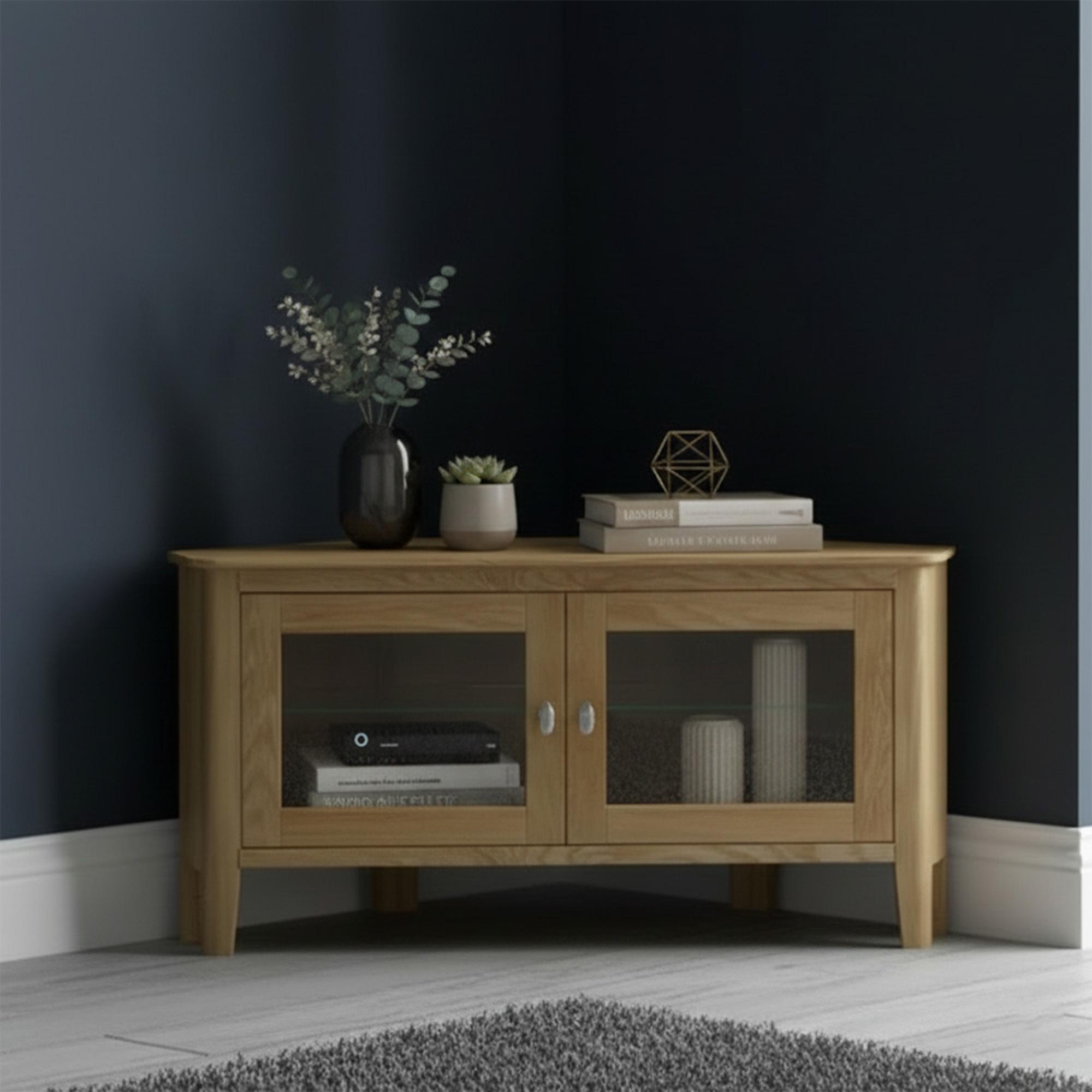 Bath Corner TV Unit - 2 Door - Oak