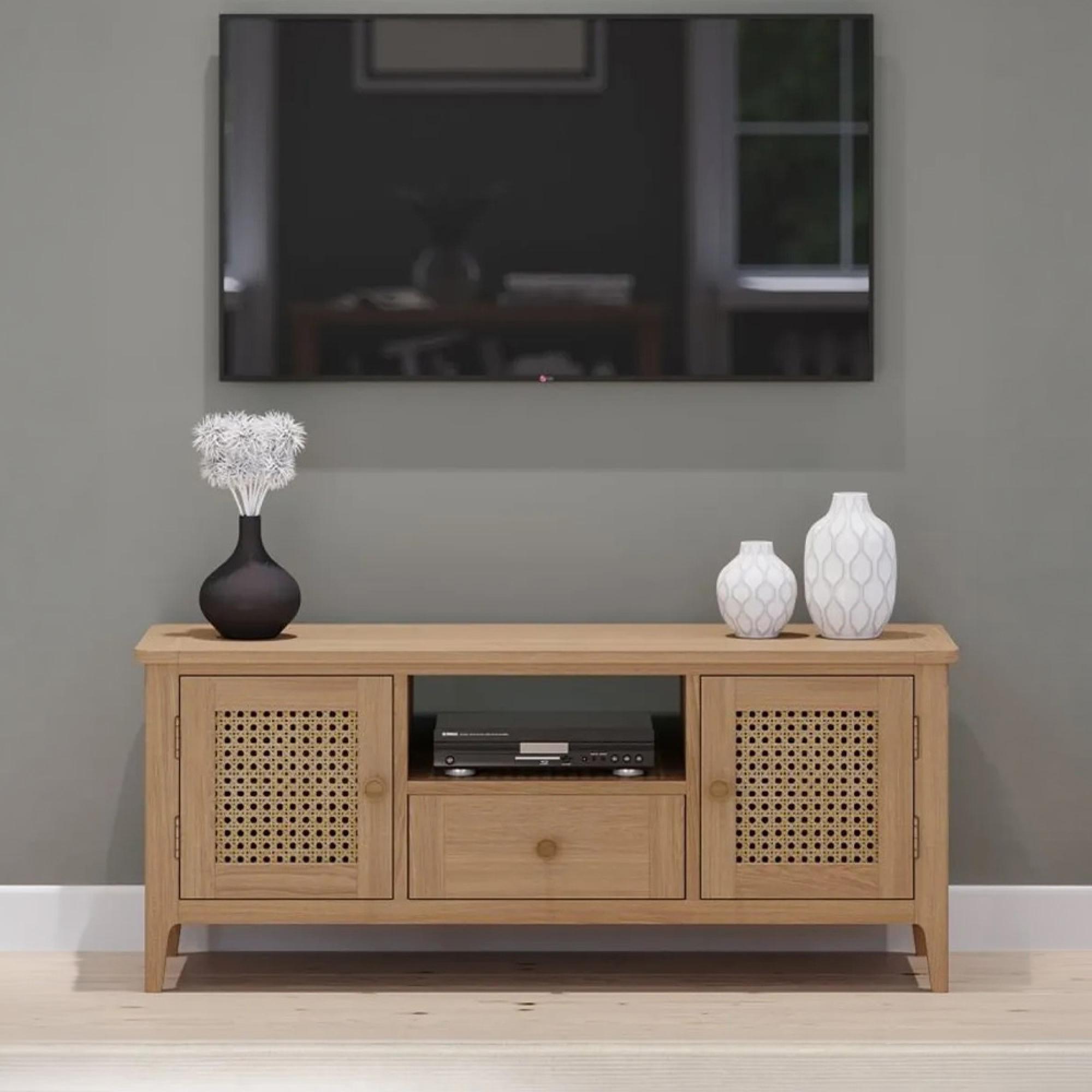 Henley Oak and Rattan 120cm TV Unit
