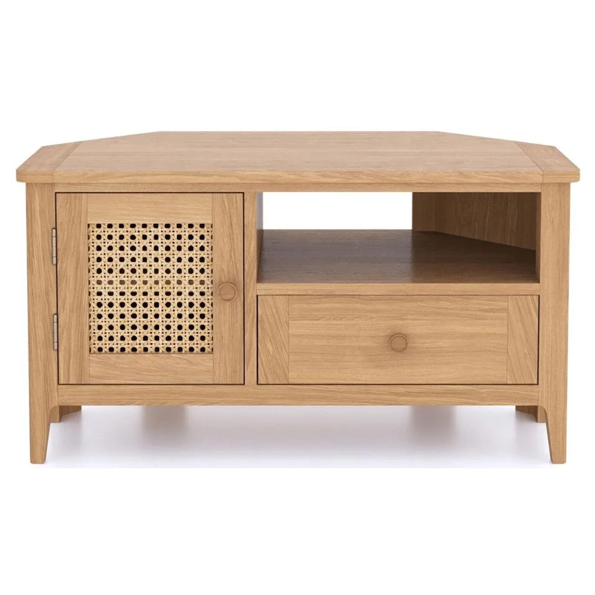 Henley Oak and Rattan 90cm Corner TV Unit
