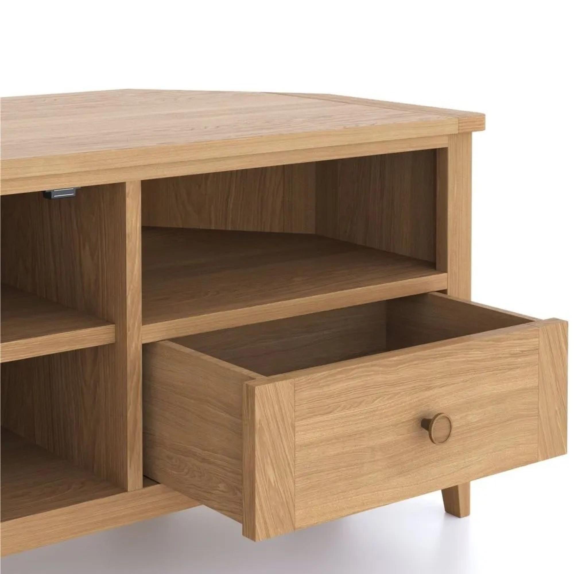Henley Oak and Rattan 90cm Corner TV Unit