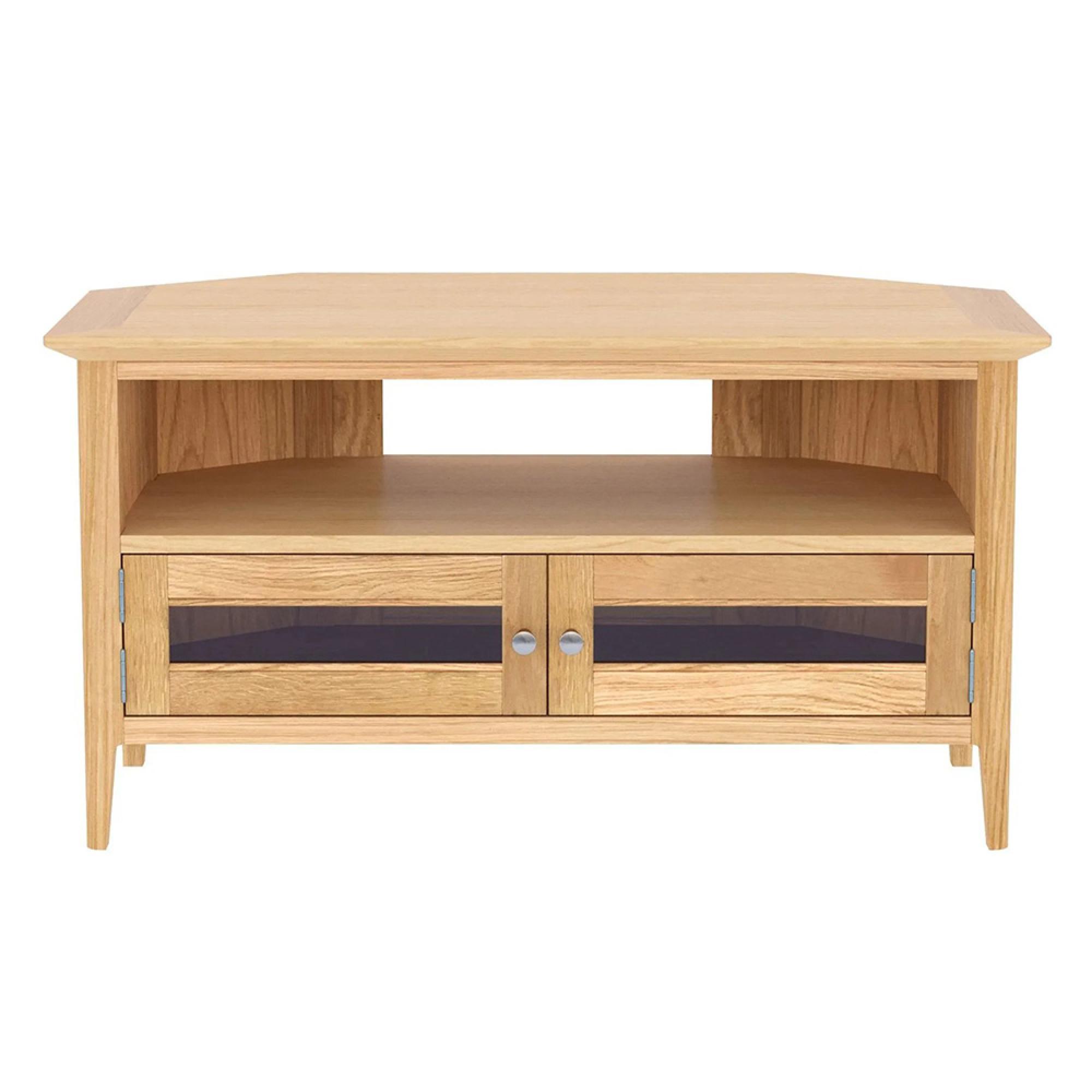 Selene Oak 90cm Glazed Corner TV Unit