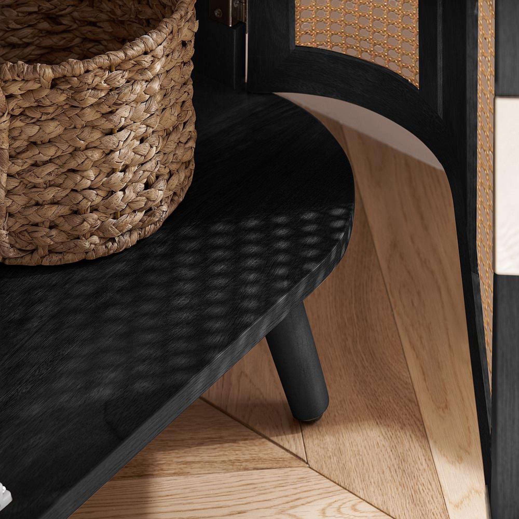 Noah Small TV Unit - 100cm - Black and Rattan