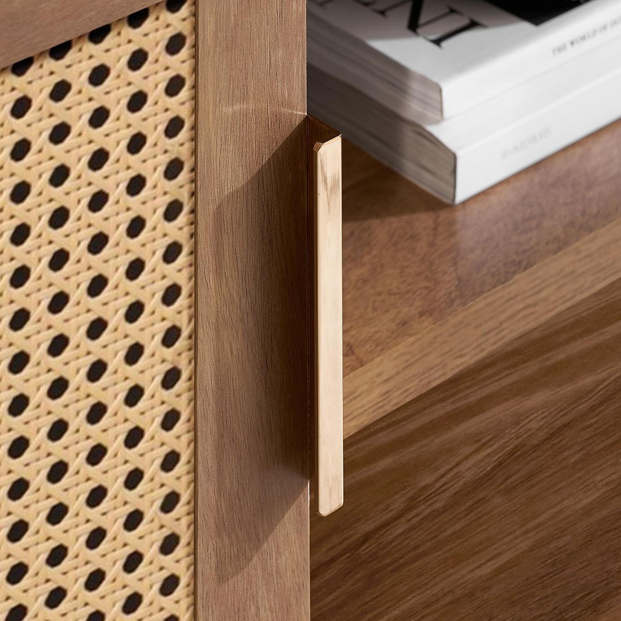 Noah Small TV Unit - 100cm - Oak and Rattan