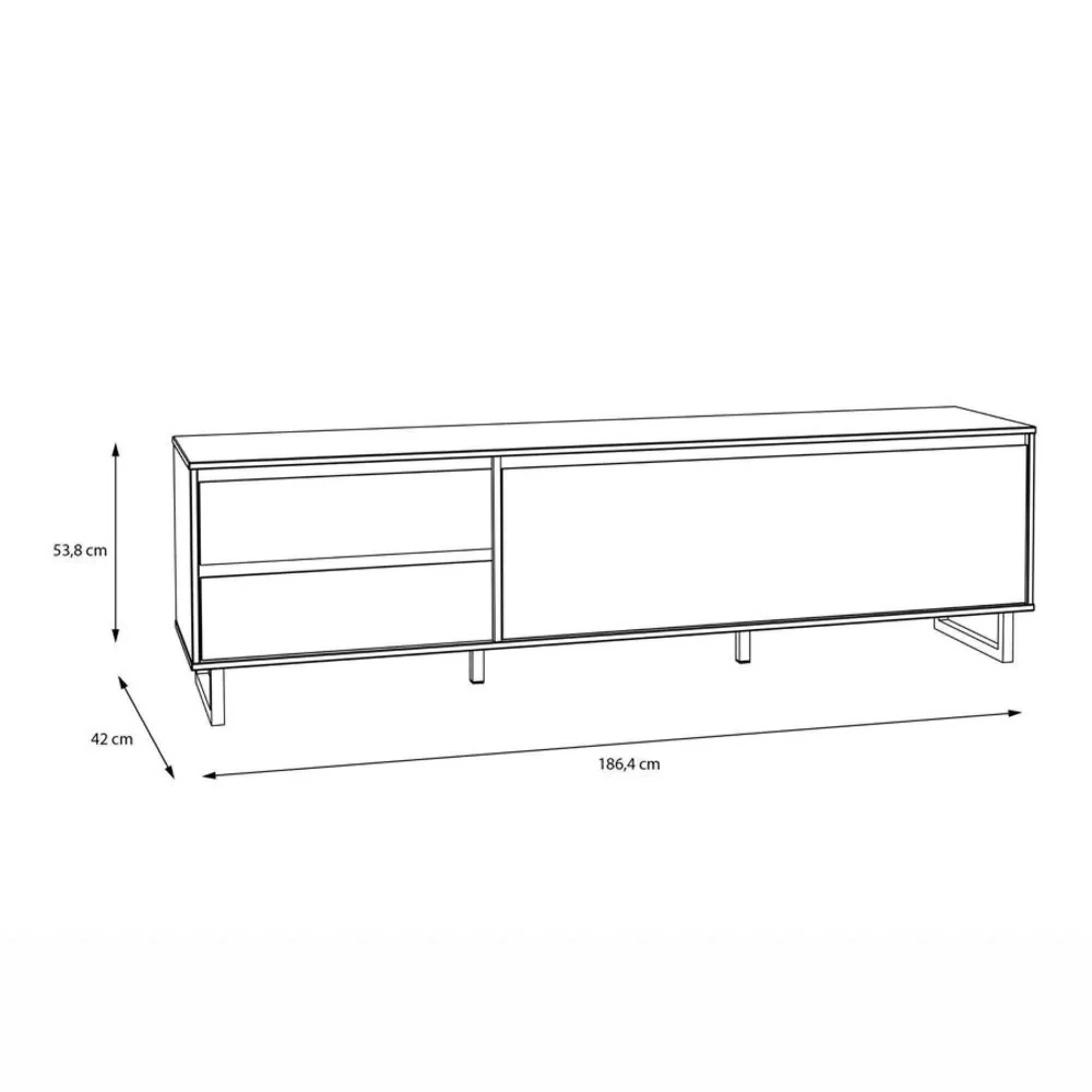 Chevron TV Unit - 1 Door - 2 Drawer - 186.4cm - Large - Oak