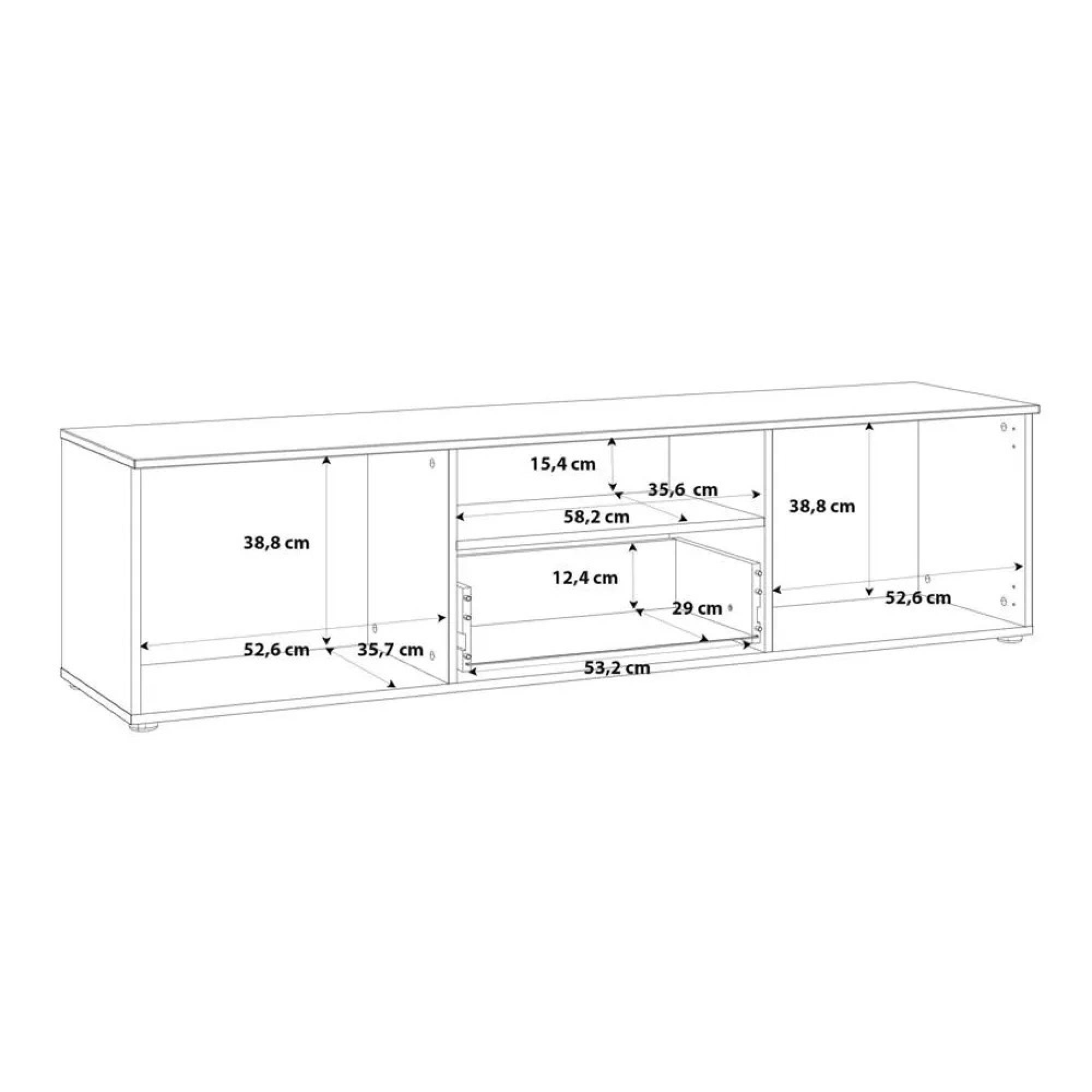Sienna TV Unit - 2 Door - 1 Drawer - 169.8cm - Large - White Gloss