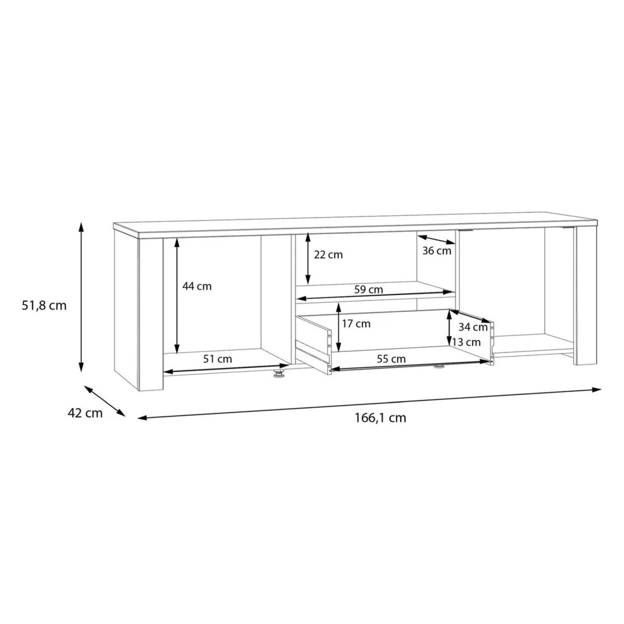 Bohol TV Unit - 2 Door - 1 Drawer - 166cm - Grey