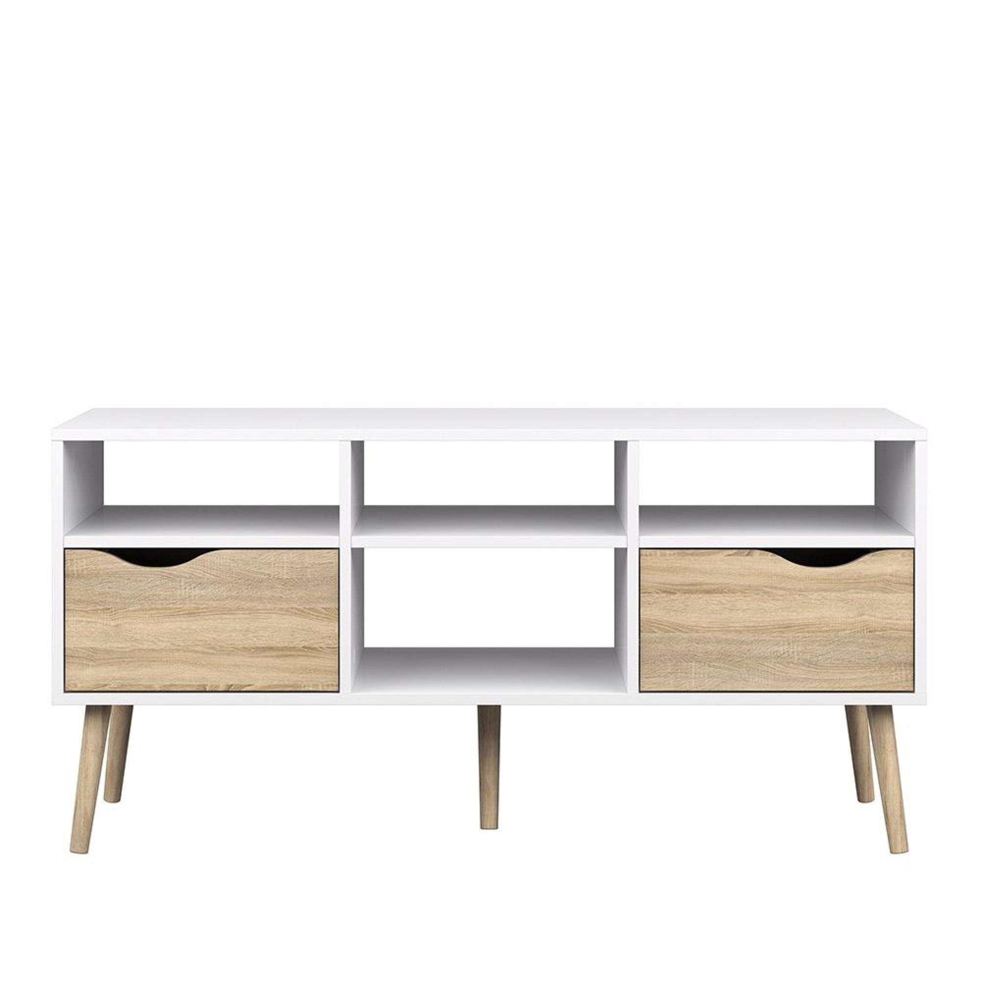 Oslo TV Unit - 2 Drawer - 117cm - White and Oak