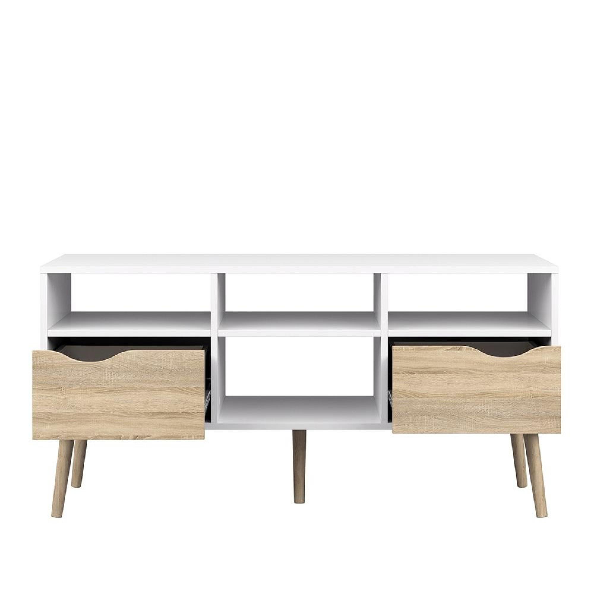 Oslo TV Unit - 2 Drawer - 117cm - White and Oak