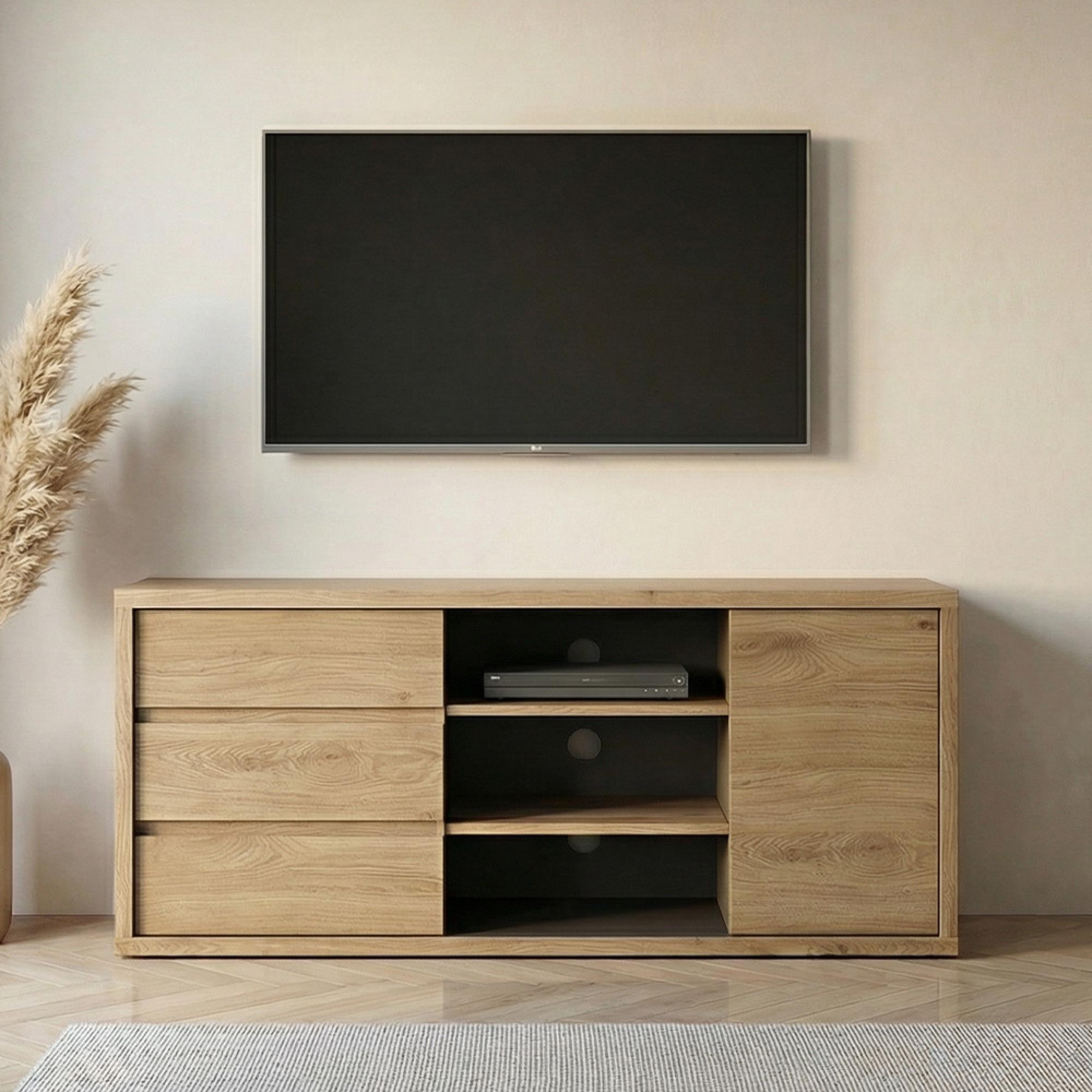 Shetland TV Unit - 3 Drawer - 136cm - Oak