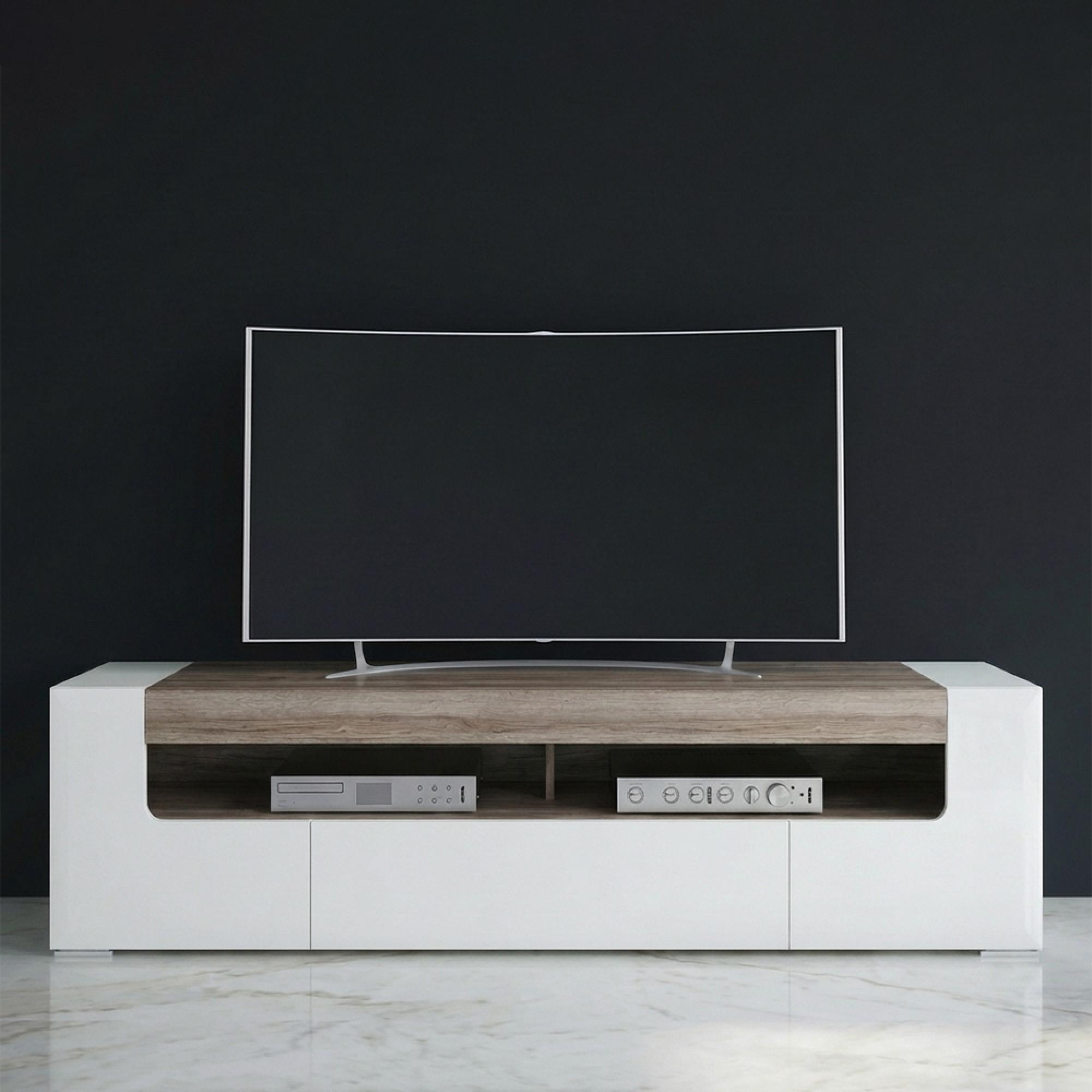 Toronto TV Unit - 2 Door - 1 Drawer - 140cm - Large - White Gloss