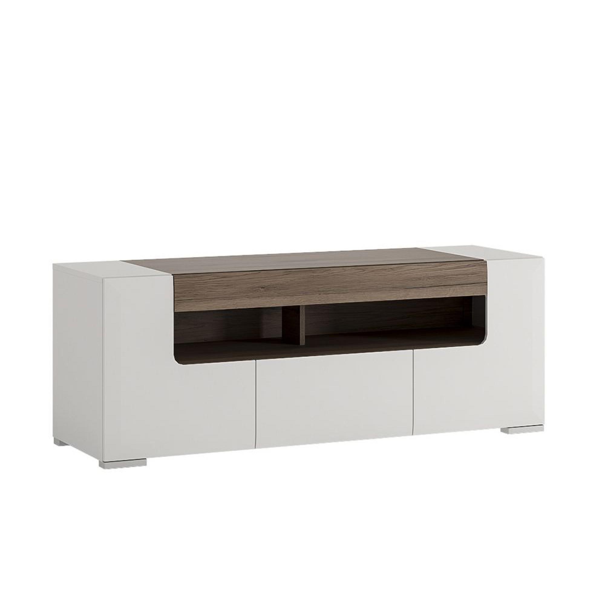 Toronto TV Unit - 2 Door - 1 Drawer - 140cm - White Gloss