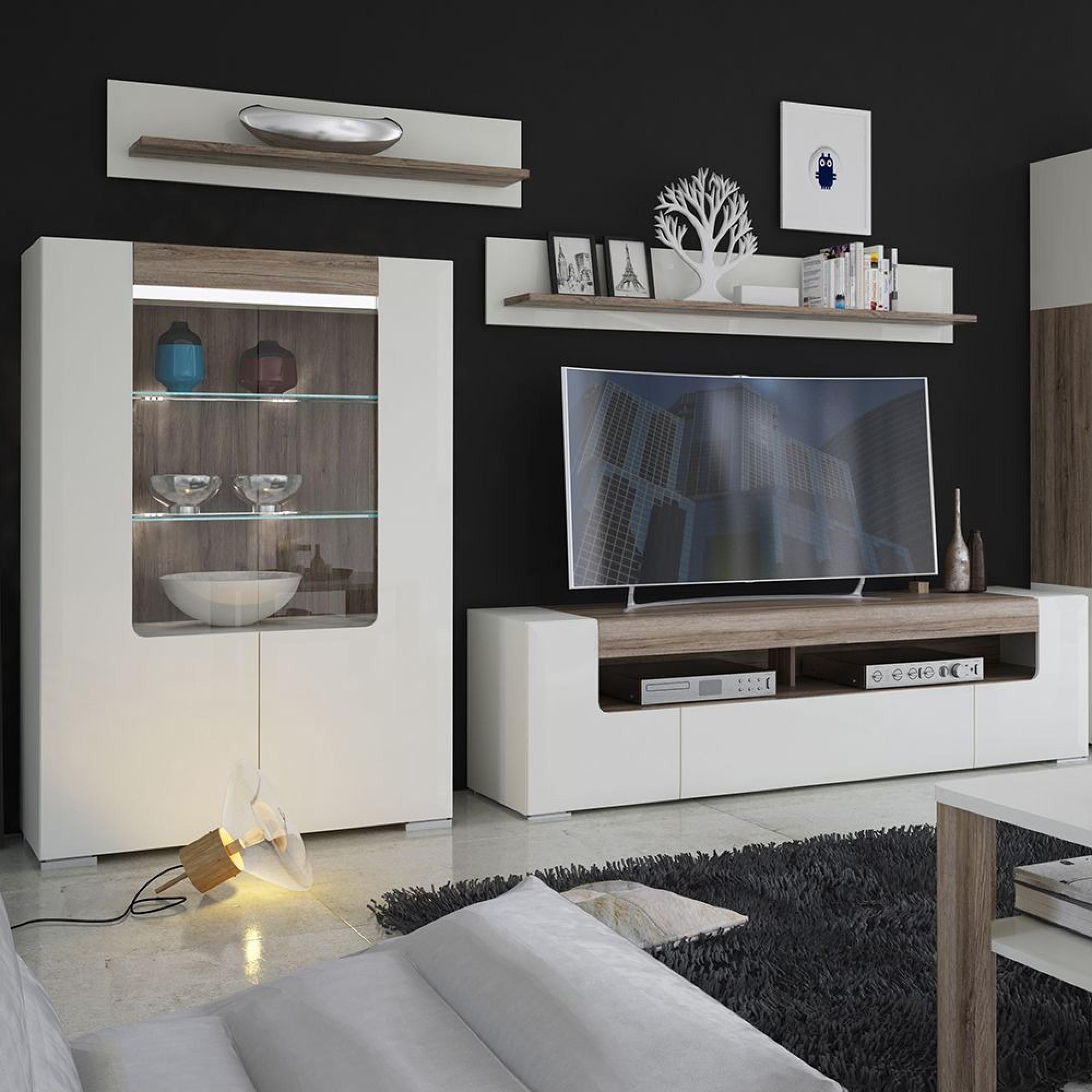 Toronto TV Unit - 2 Door - 1 Drawer - 140cm - White Gloss