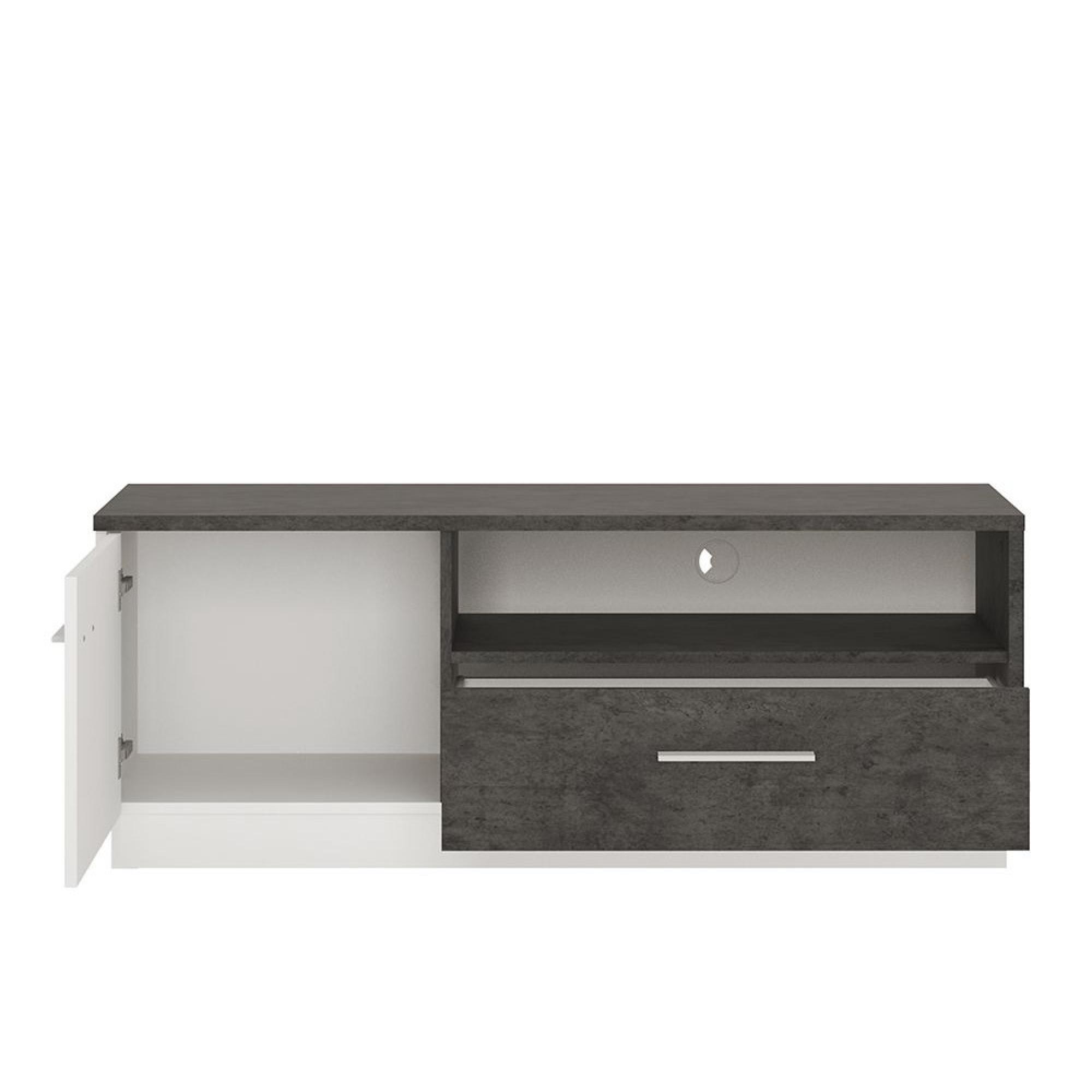 Zingaro TV Unit - 1 Door - 1 Drawer - 133cm - Grey and White