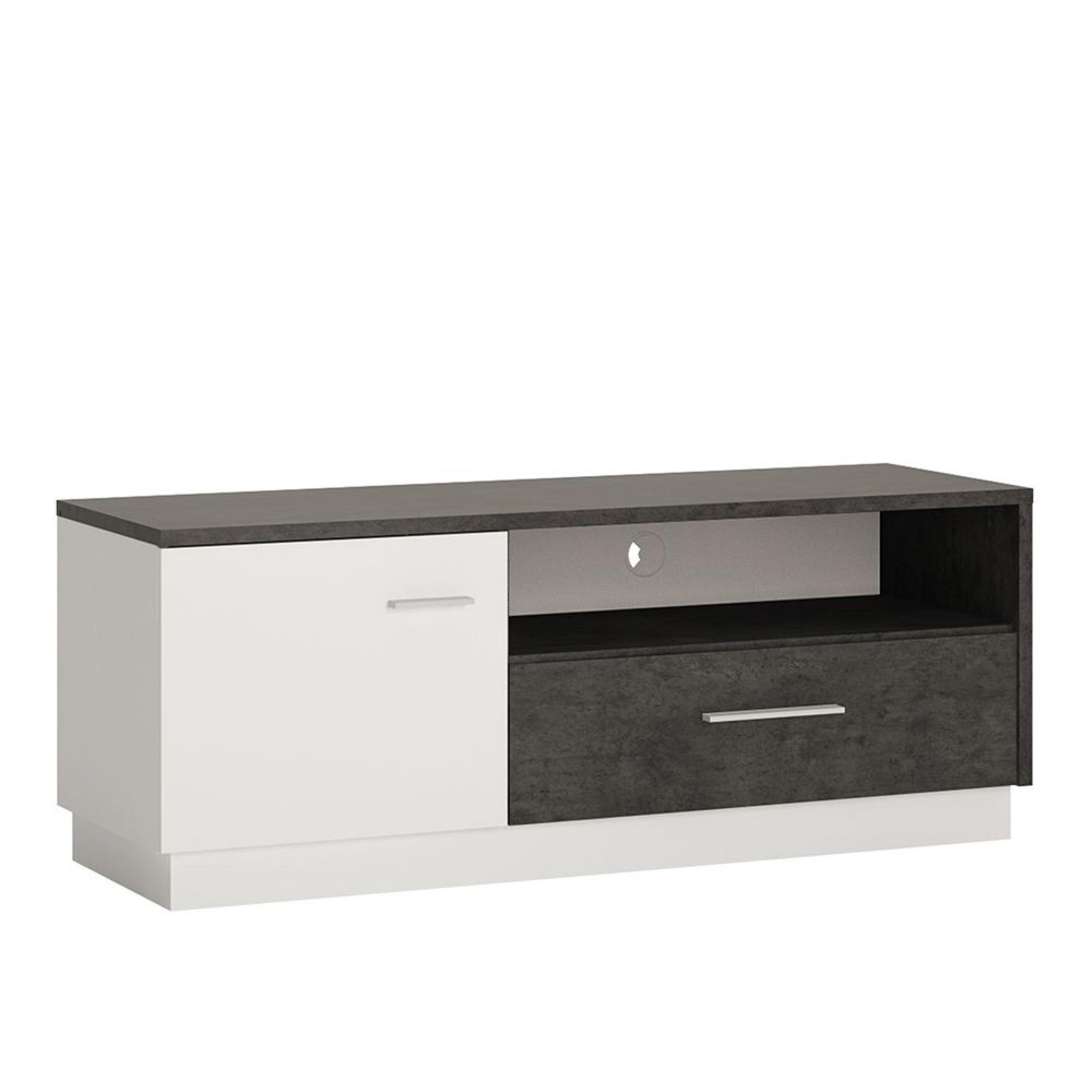 Zingaro TV Unit - 1 Door - 1 Drawer - 133cm - Grey and White