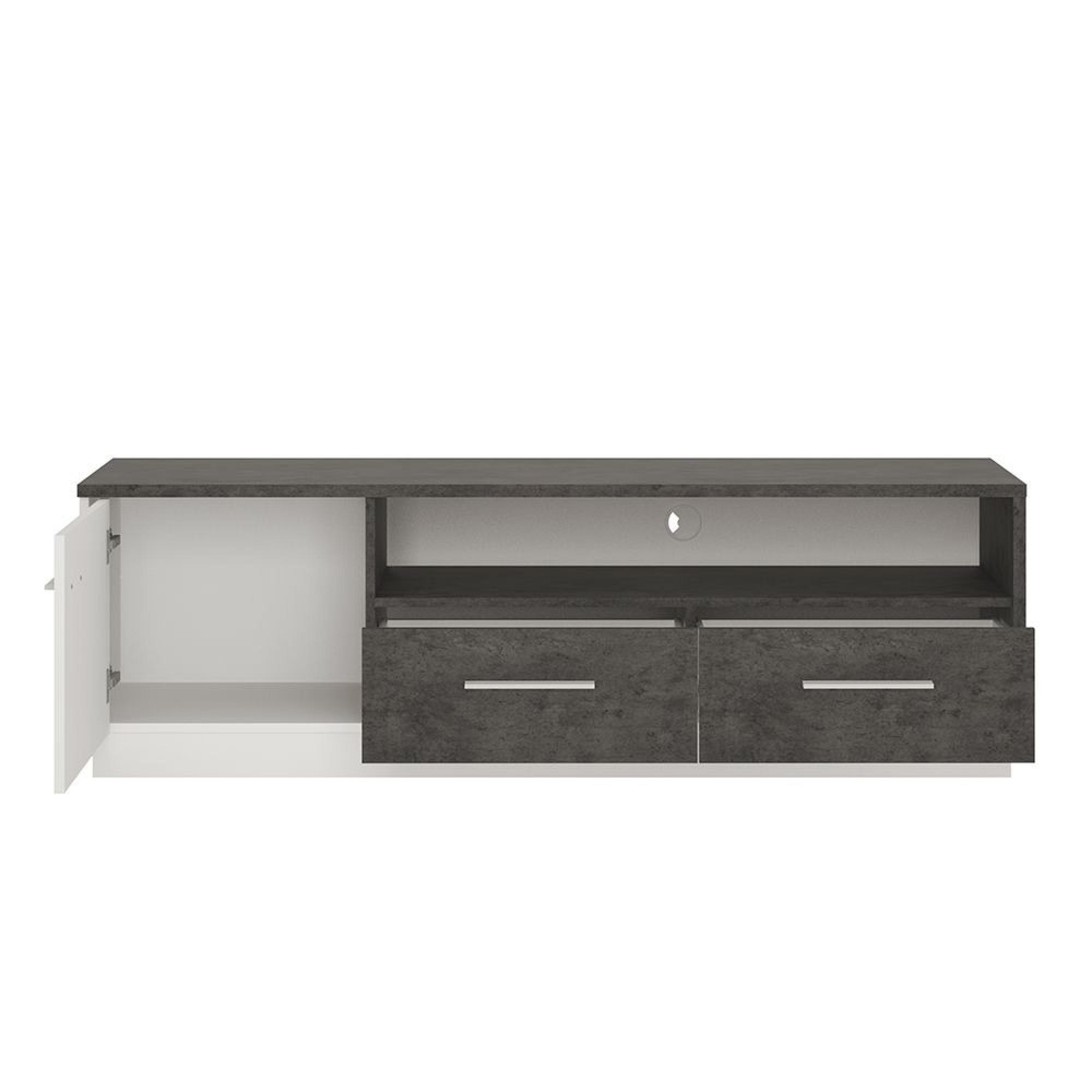 Zingaro TV Unit - 1 Door - 2 Drawer - 163cm - Grey and White