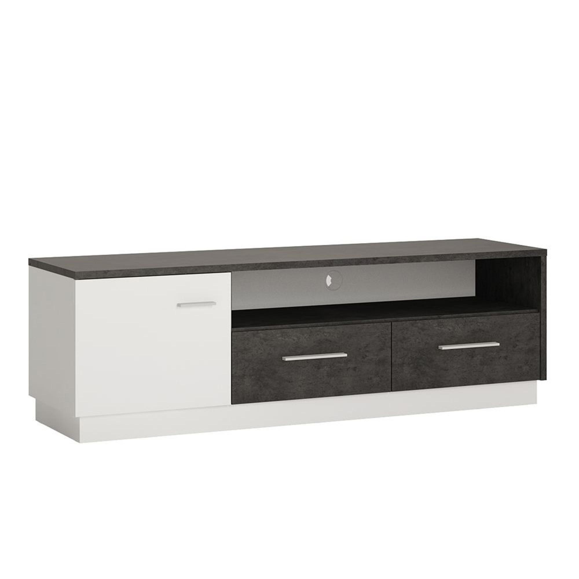 Zingaro TV Unit - 1 Door - 2 Drawer - 163cm - Grey and White