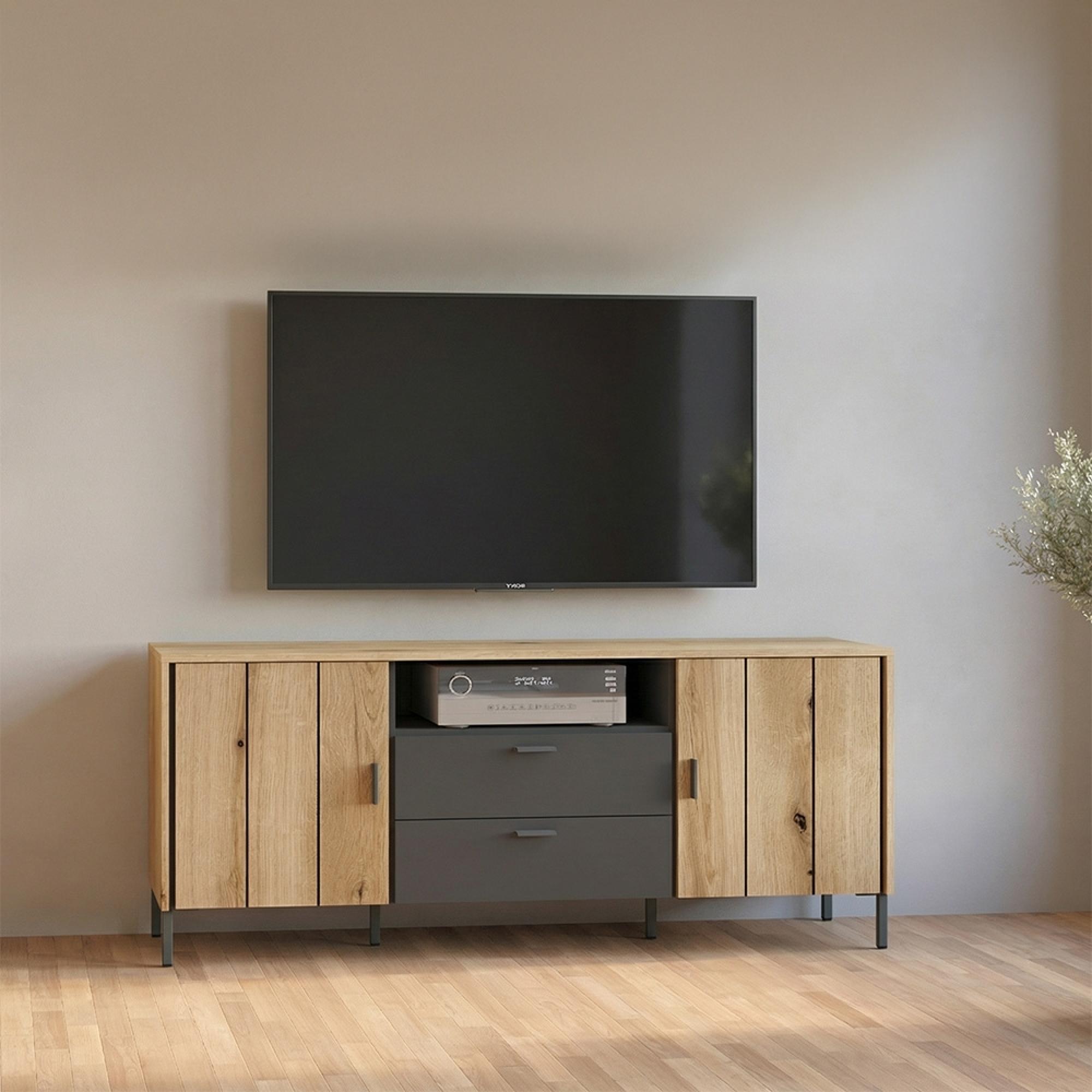 Arundel TV Unit - 2 Door - 2 Drawer - 158.2cm - Medium - Oak