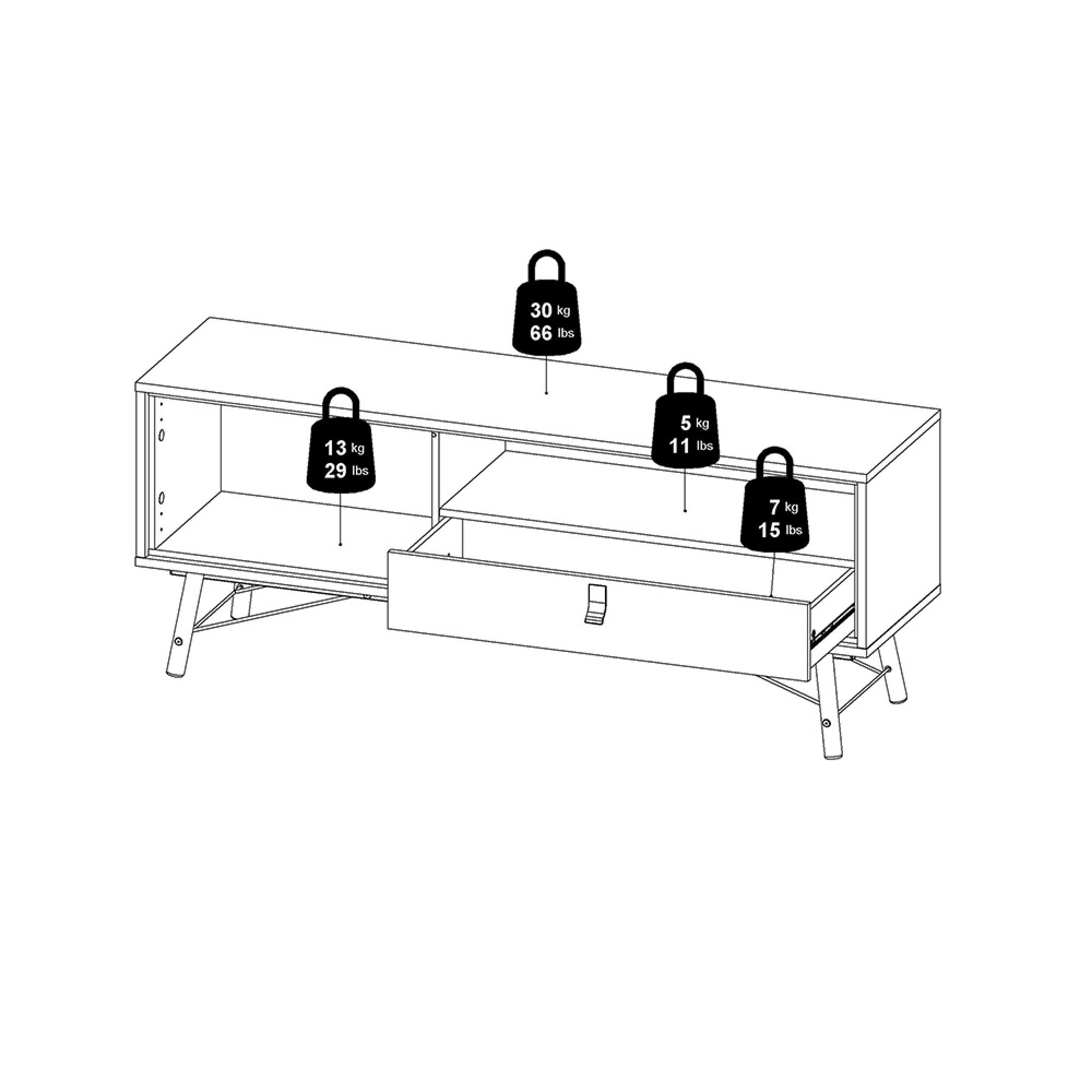 Ry TV Unit - 1 Door - 1 Drawer - 150cm - Black