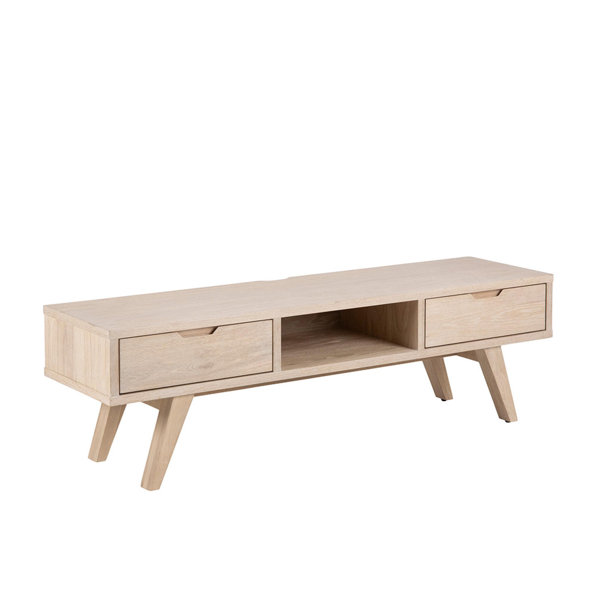 A-Line TV Unit - 2 Drawer - 150cm - Medium - White Oak