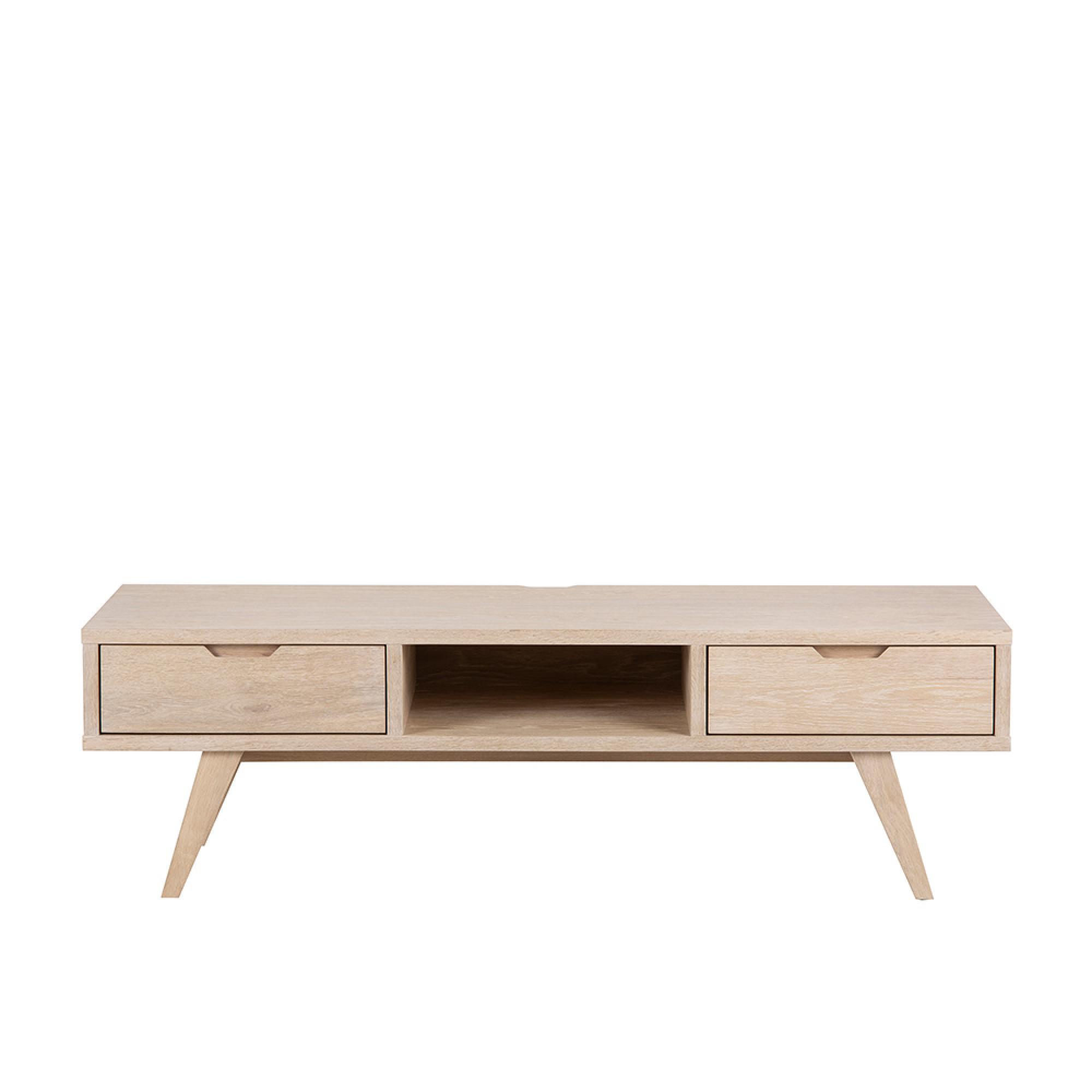 A-Line TV Unit - 2 Drawer - 150cm - Medium - White Oak