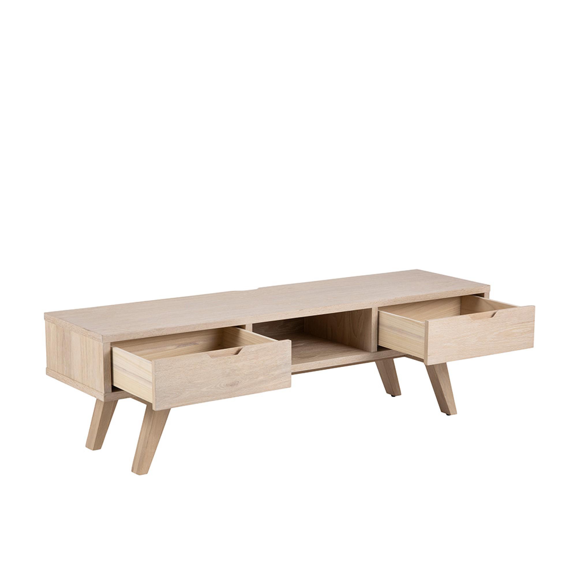 A-Line TV Unit - 2 Drawer - 150cm - Medium - White Oak