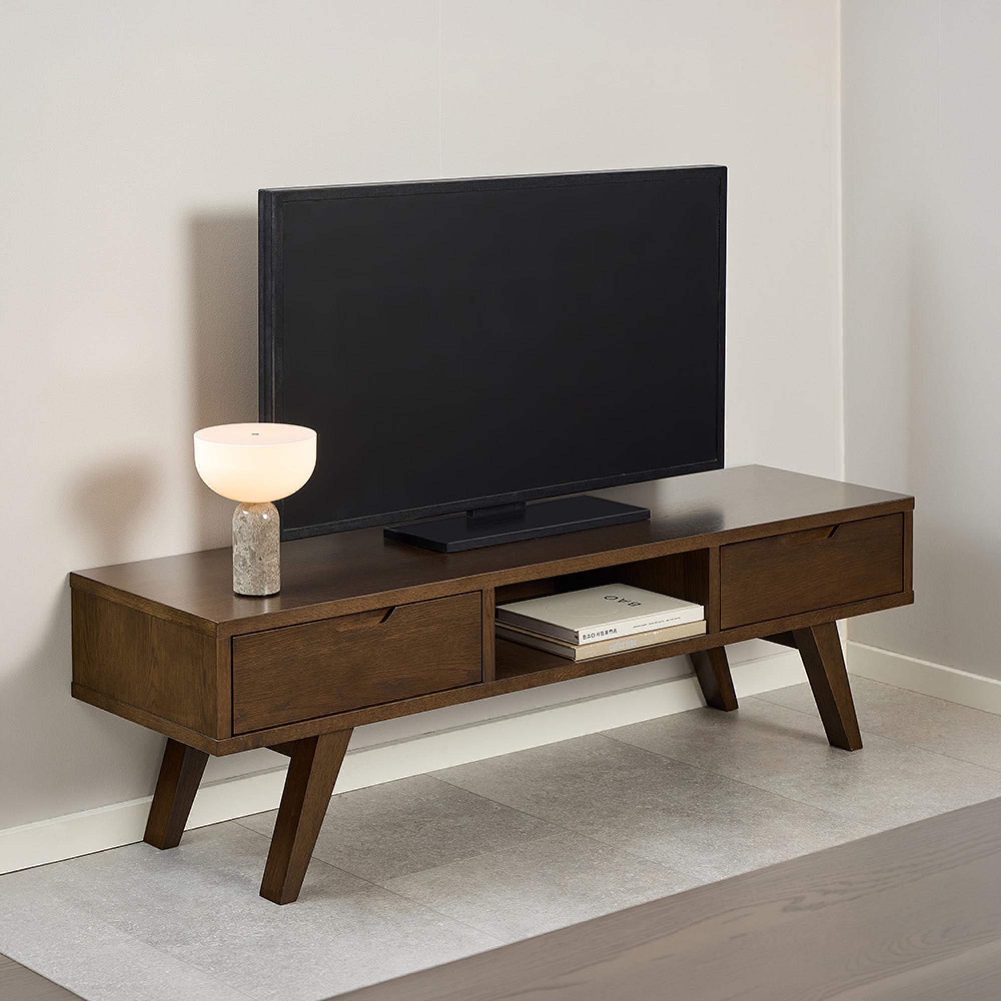 A-Line TV Unit - 2 Drawer - 150cm - Medium - Smoked Oak