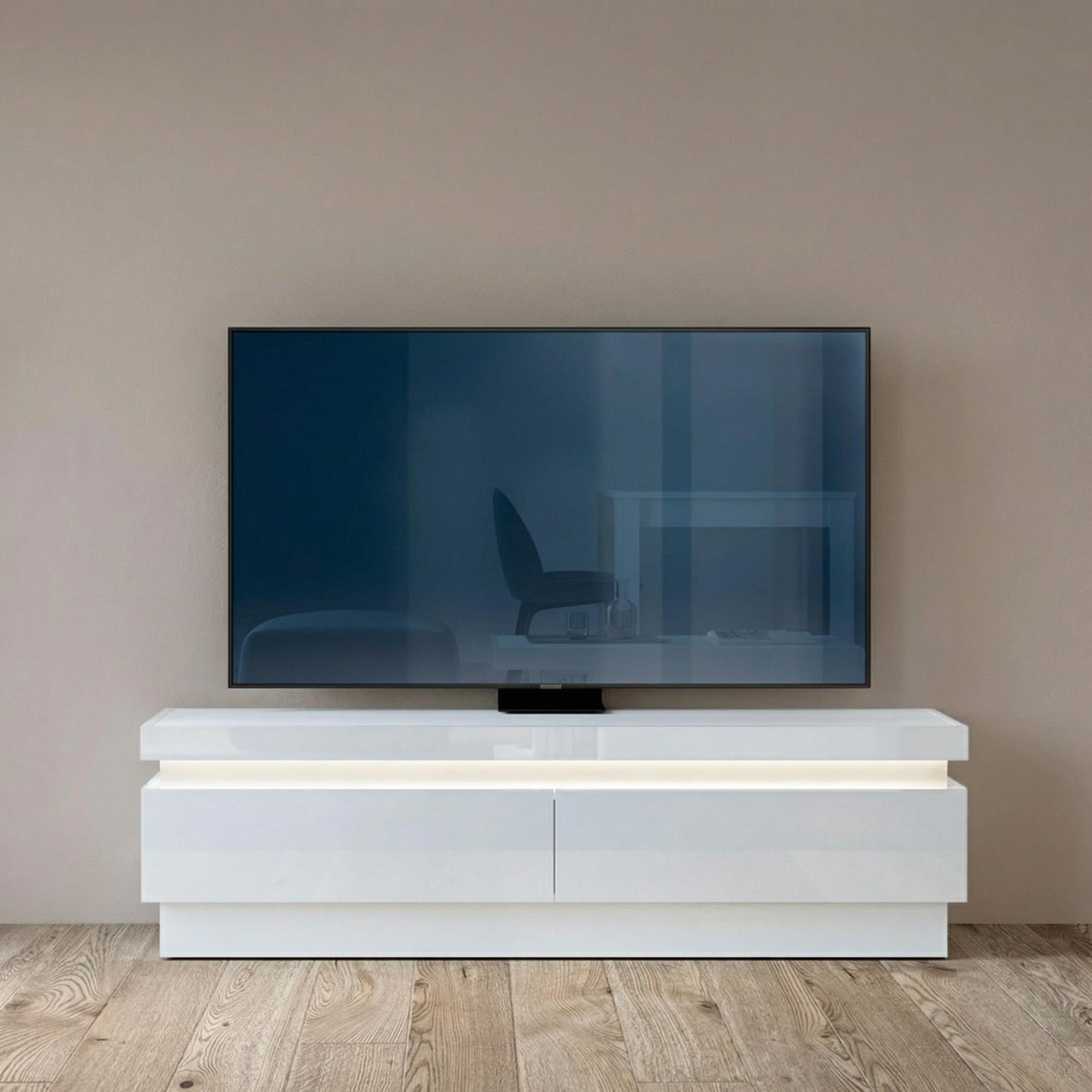 Lyon TV Unit - 2 Drawer - 146cm - White Gloss