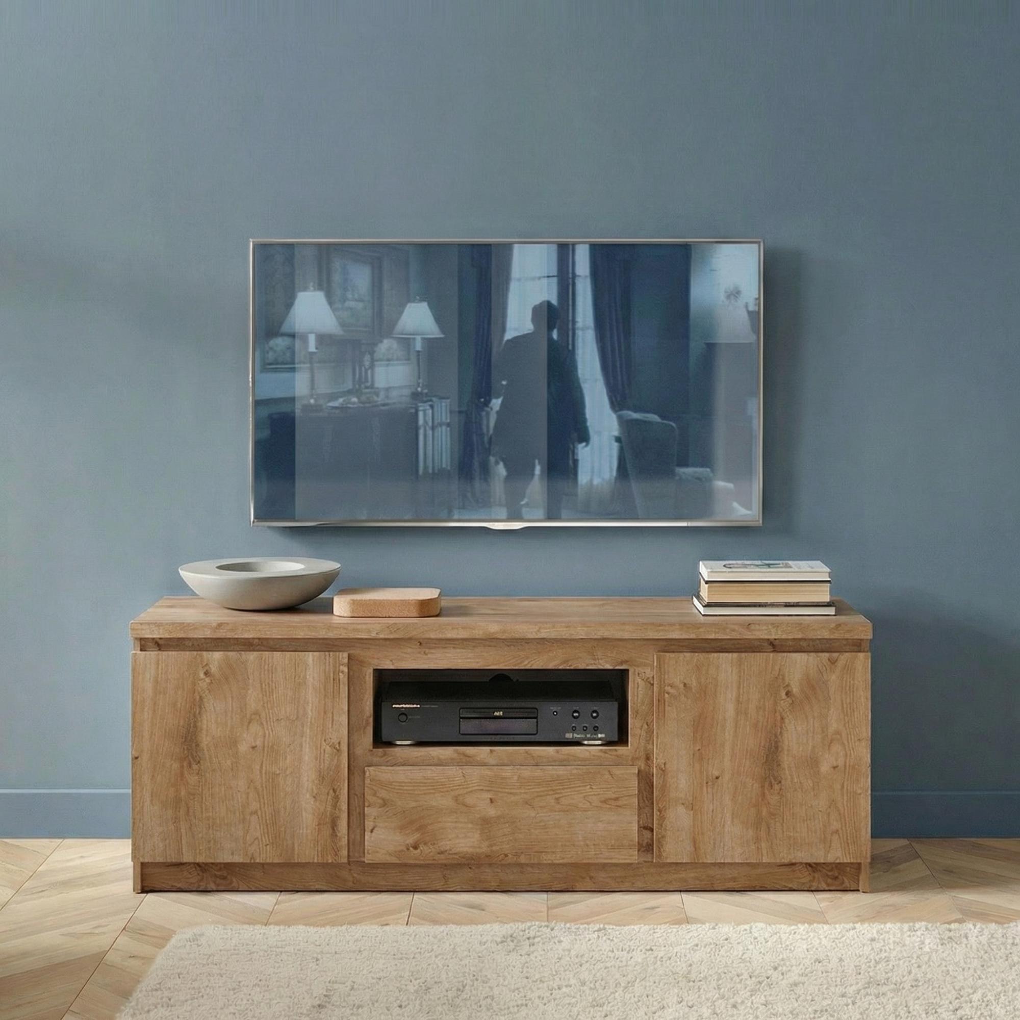 Fribo TV Unit - 2 Door - 1 Drawer - 135cm - Oak
