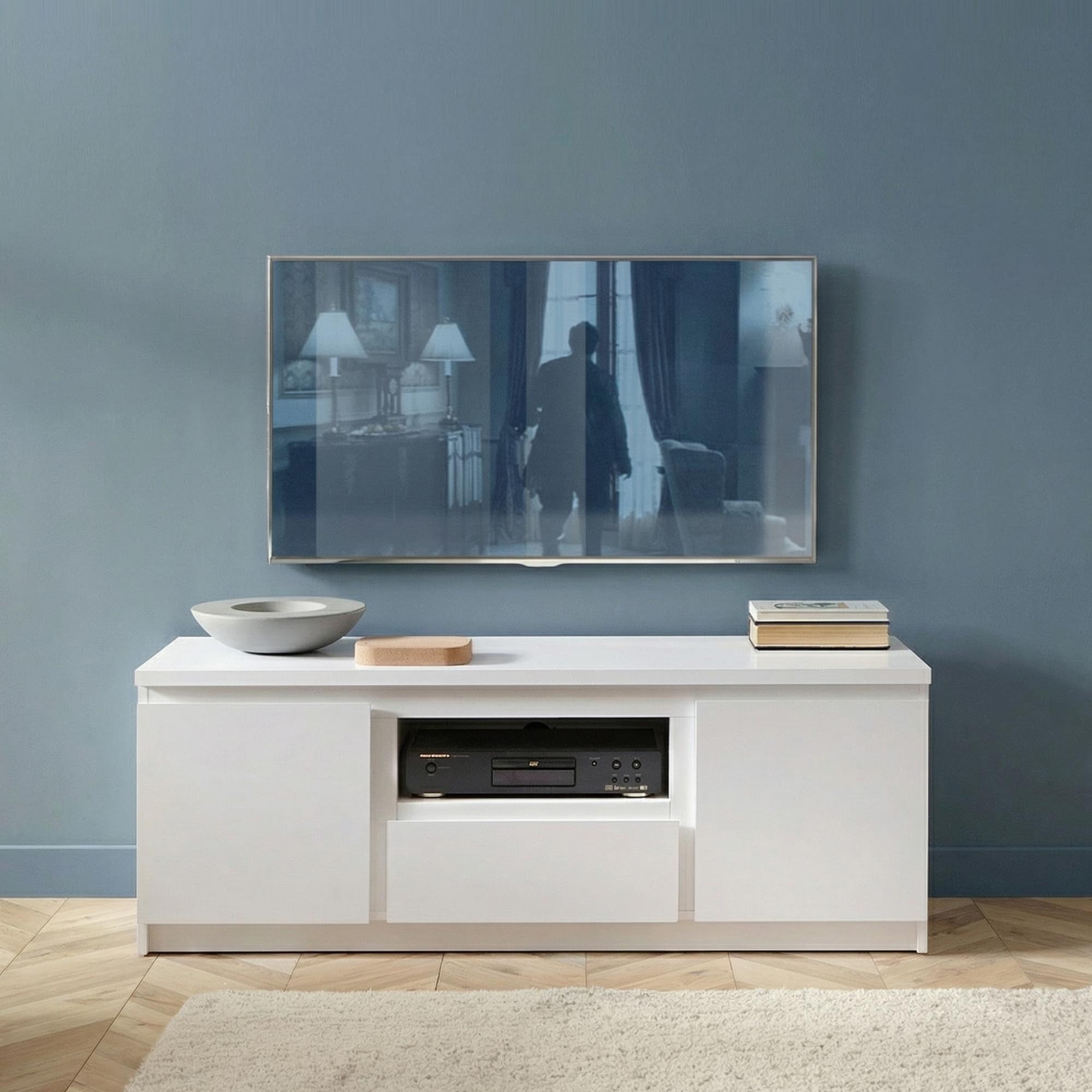 Fribo TV Unit - 2 Door - 1 Drawer - 135cm - White