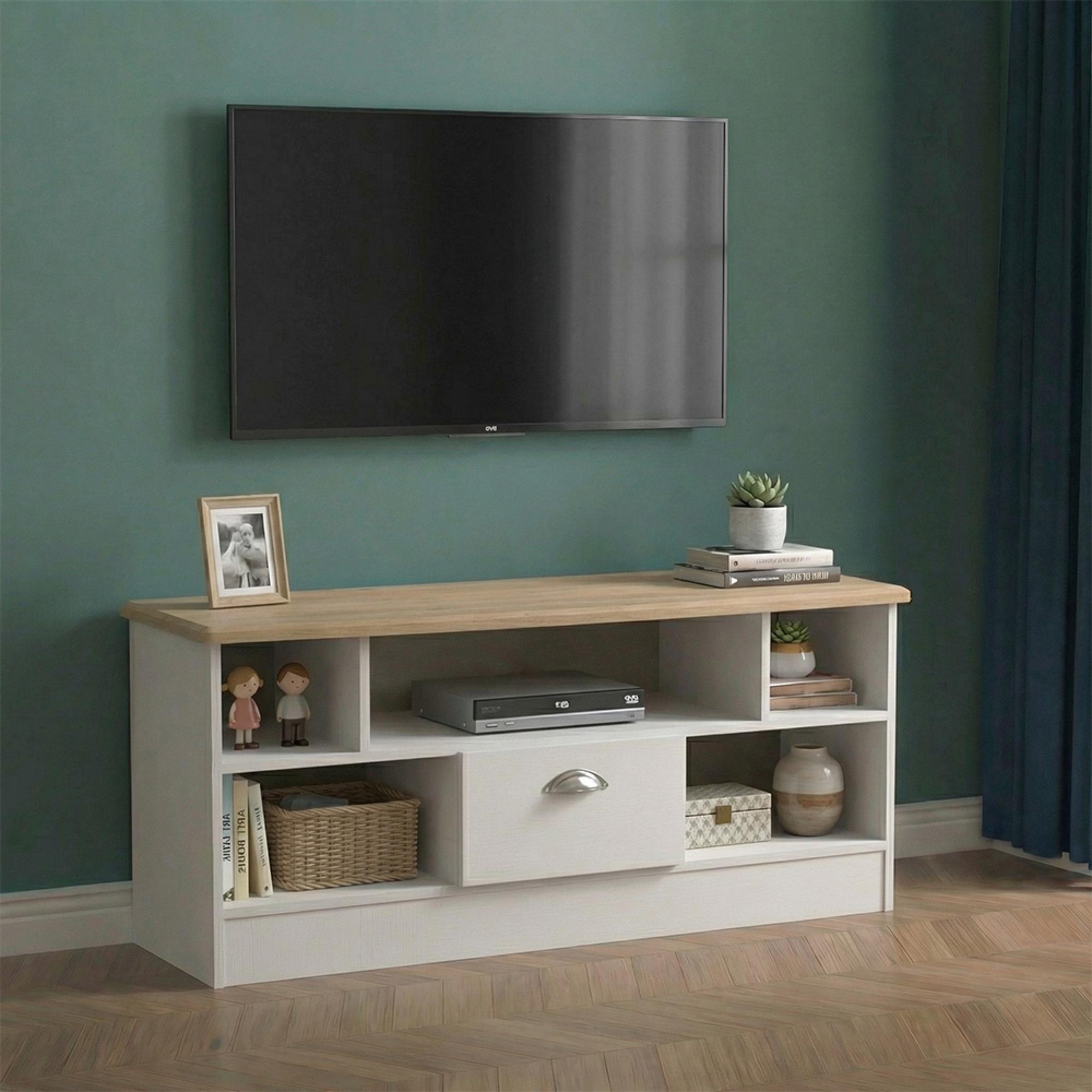 Victoria TV Unit - 110cm - Grey and Riviera Oak