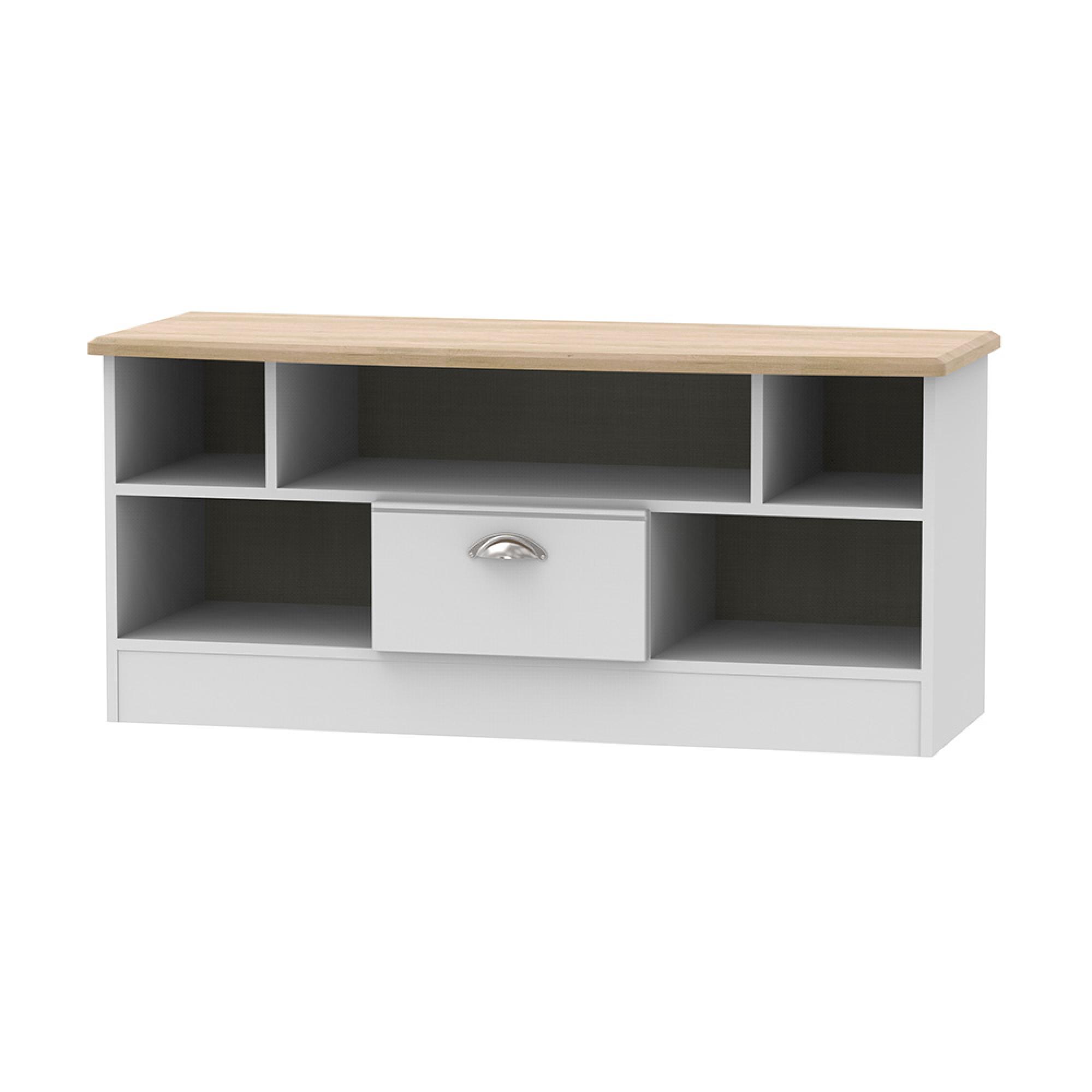 Victoria TV Unit - 110cm - Grey and Riviera Oak