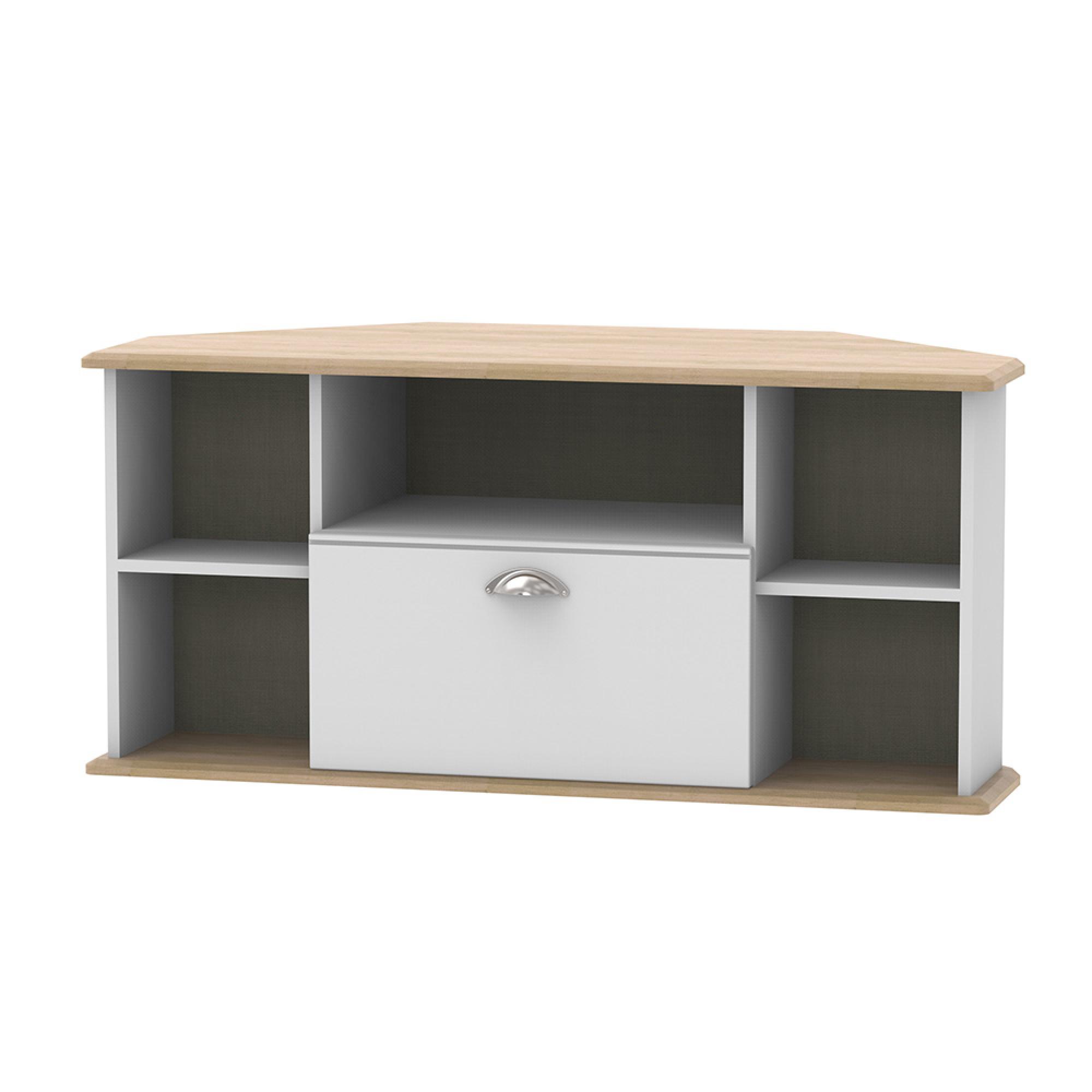 Victoria TV Unit - 115cm - Corner - Grey and Riviera Oak