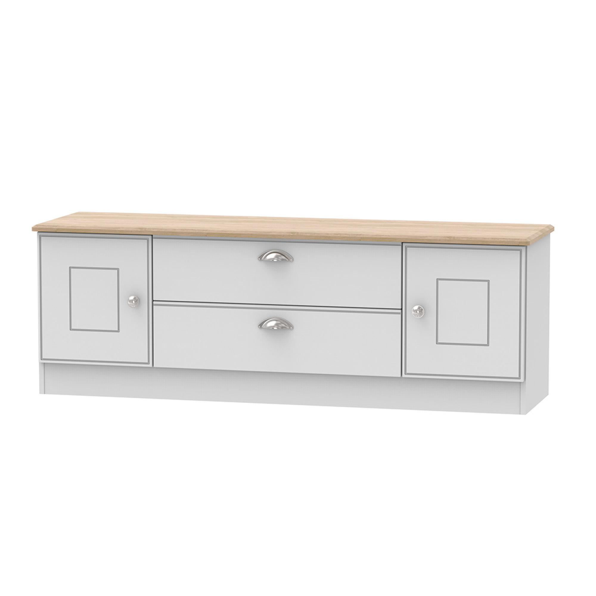 Victoria TV Unit - 145cm - Grey and Riviera Oak