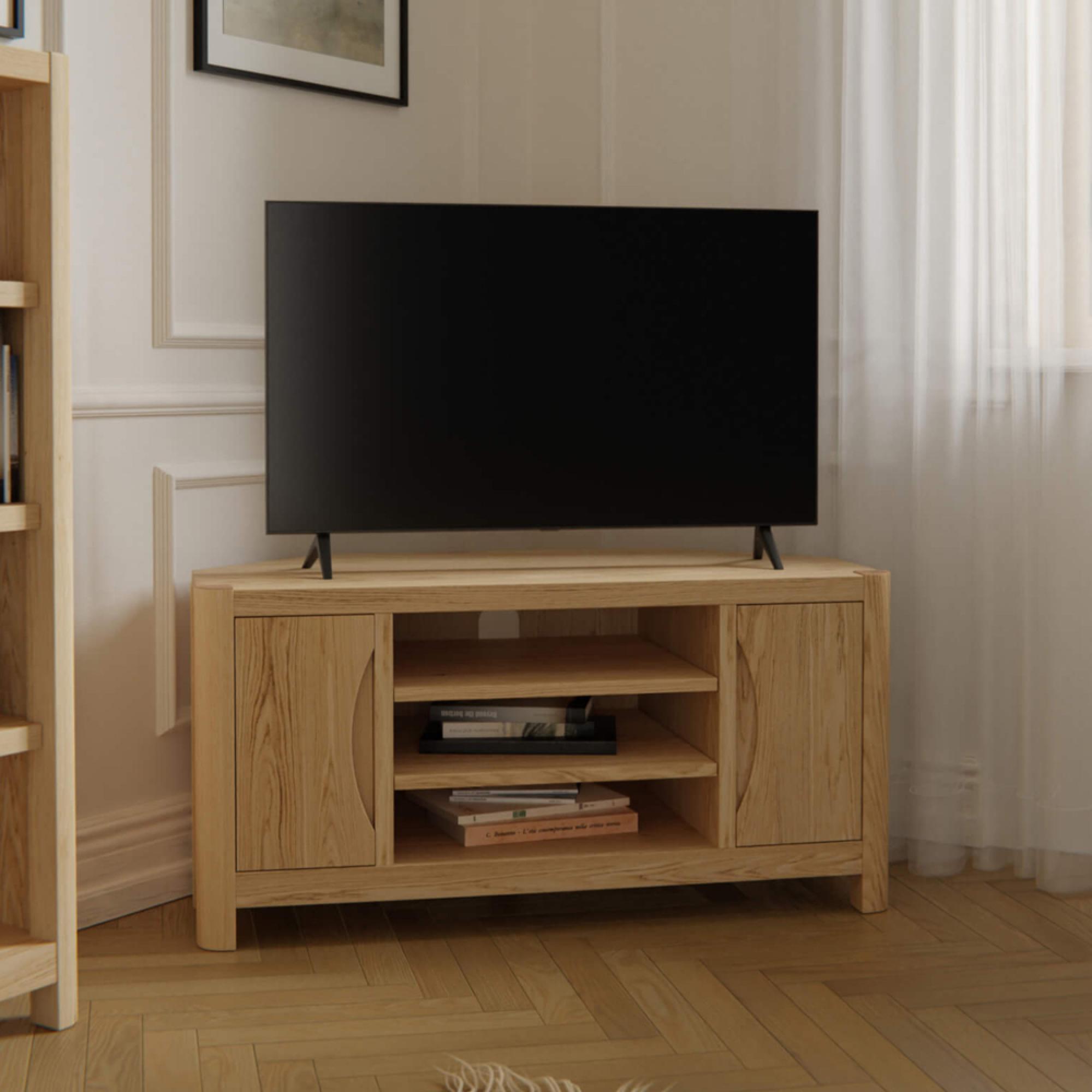 Stockholm Corner TV Unit - 2 Door - Oak