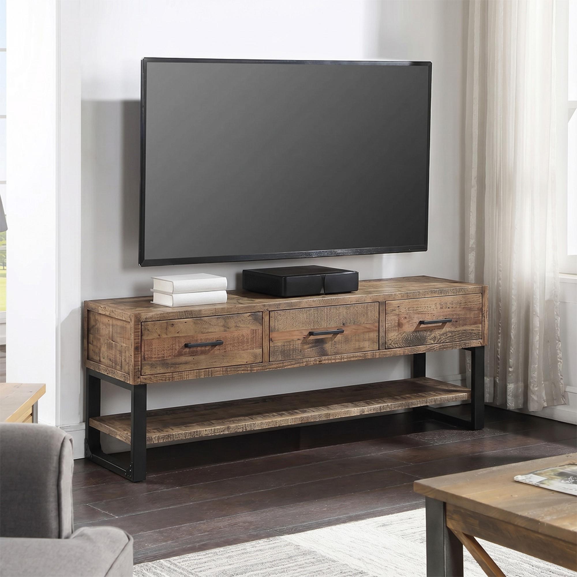 Preston TV Unit - 3 Drawer - 152cm - Industrial - Medium - Rustic