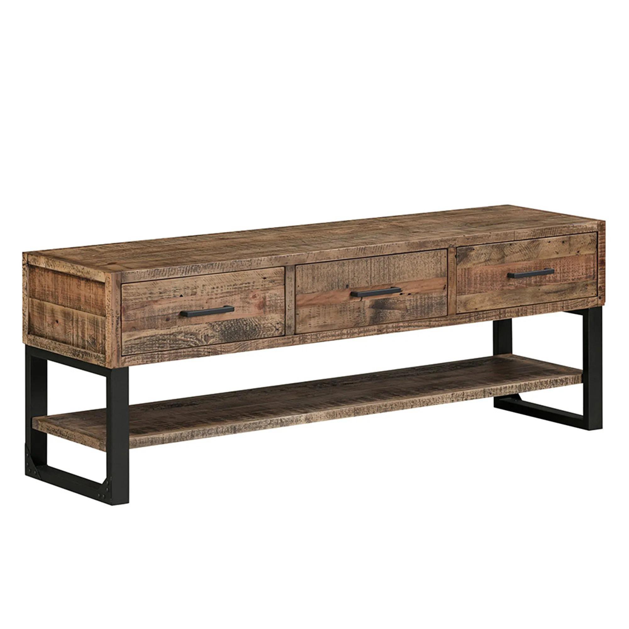 Preston TV Unit - 3 Drawer - 152cm - Industrial - Medium - Rustic