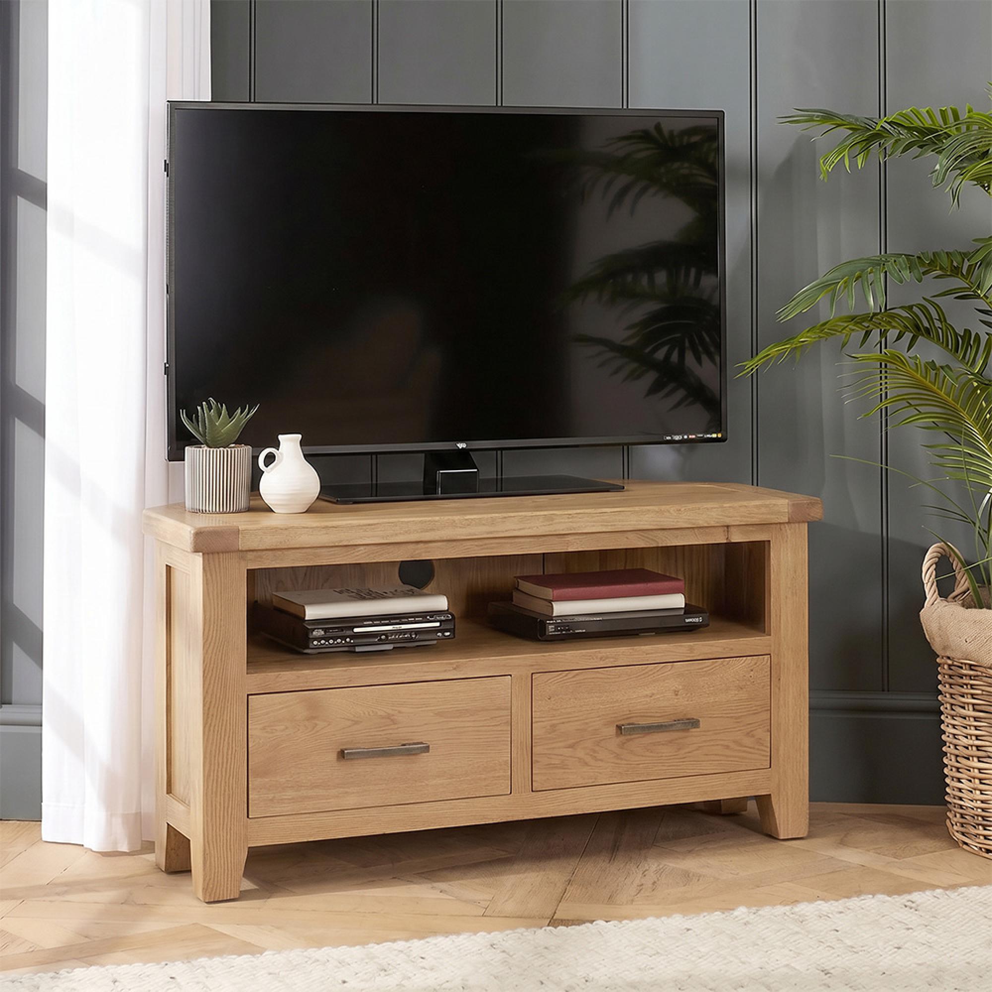 Hampshire Oak Corner TV Unit - 102cm