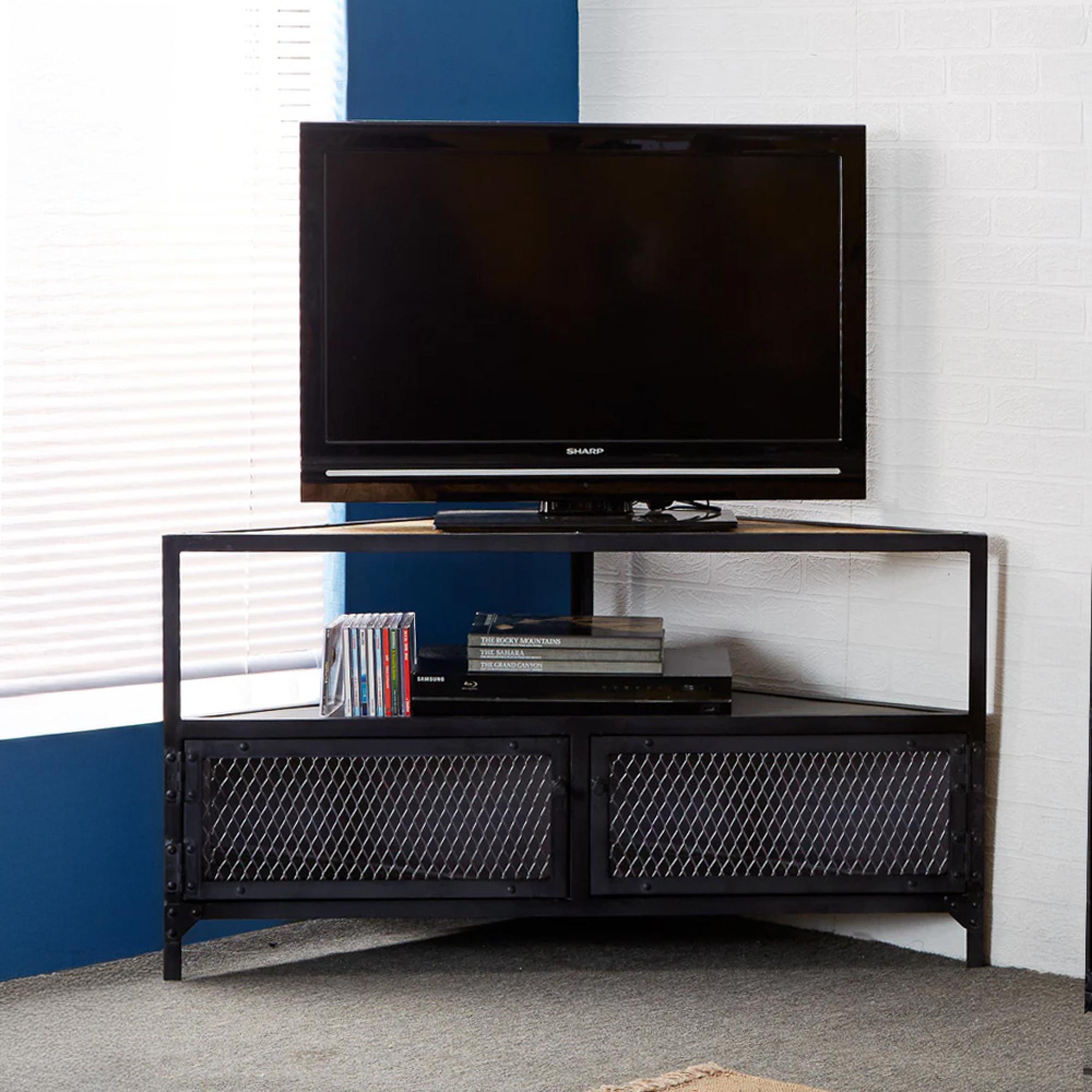 Ascot TV Unit - Corner - 110cm - Industrial - Wood and Iron